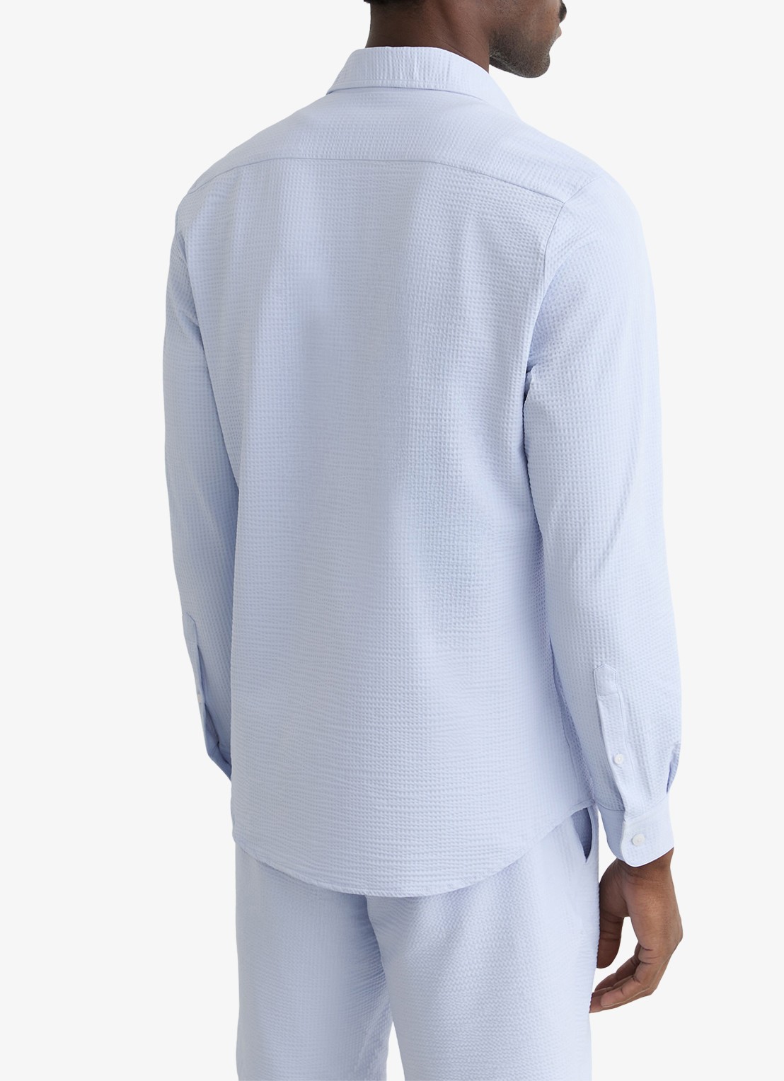 Reiss Solarko regular fit overhemd met structuur - achterkant 6 lichtblauw