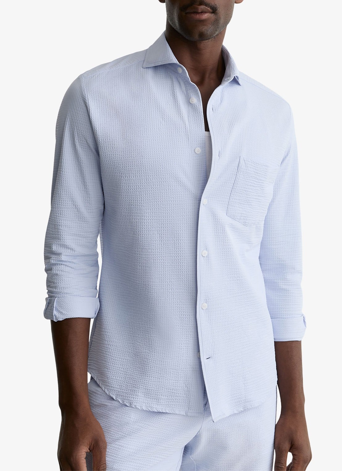 Reiss Solarko regular fit overhemd met structuur - detail lichtblauw