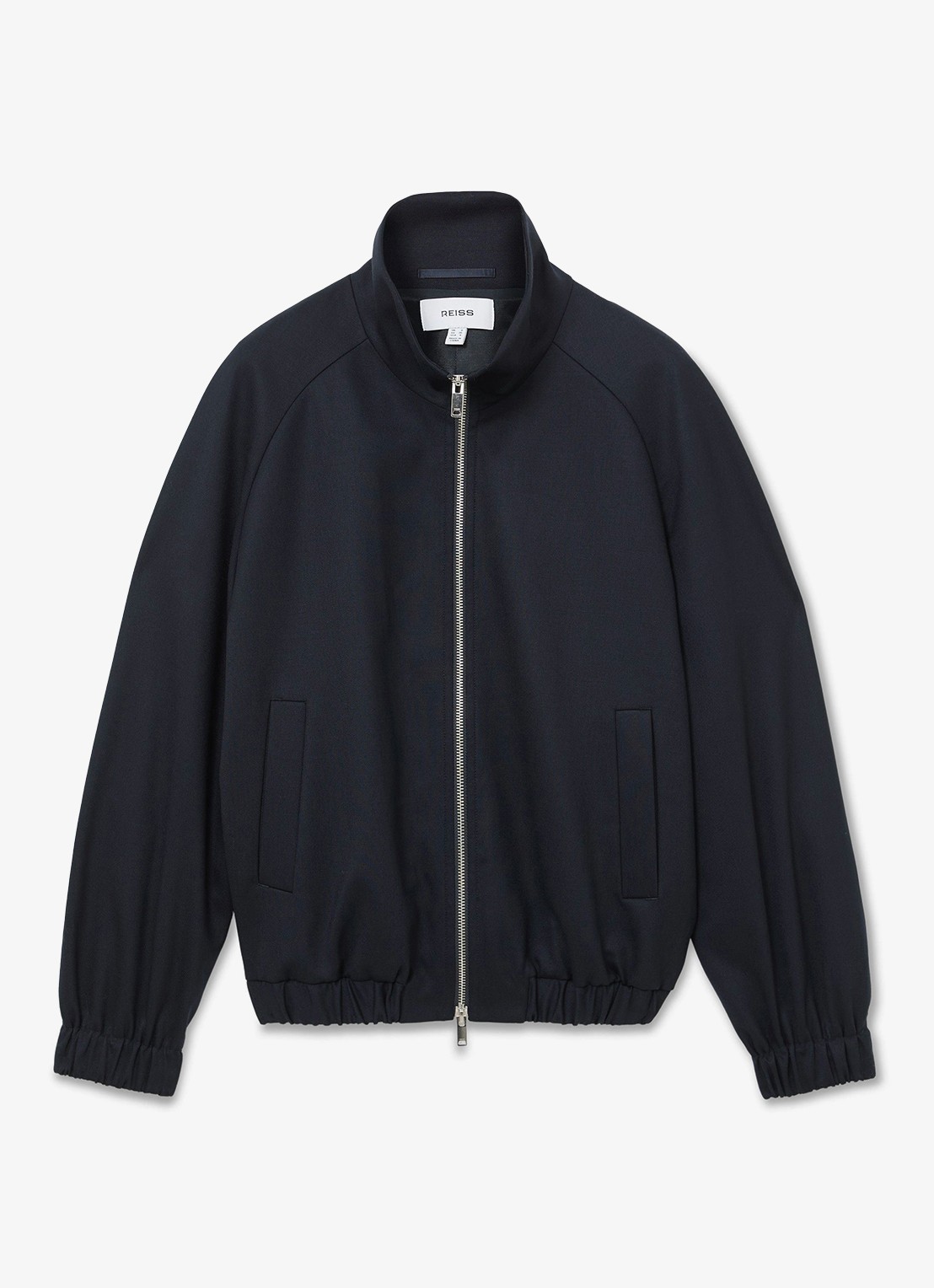 Reiss Solene bomberjack in wolblend met steekzakken - voorkant donkerblauw