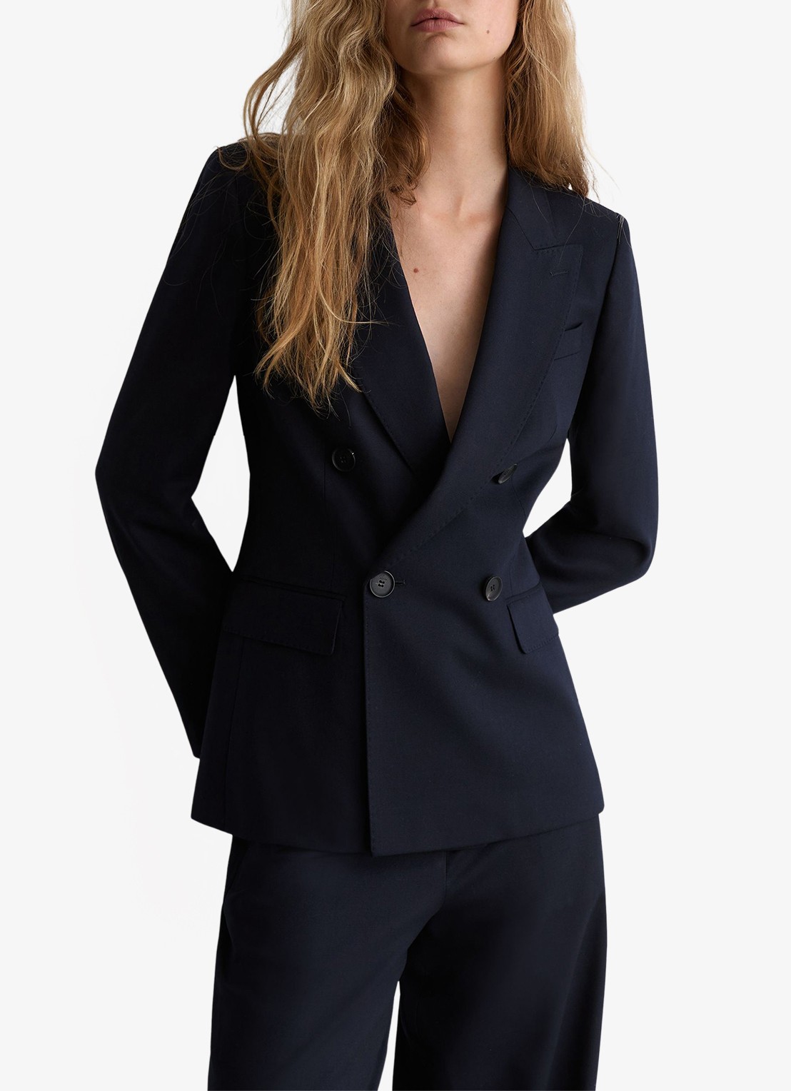Reiss Solene double-breasted blazer met klepzakken - detail 2 donkerblauw