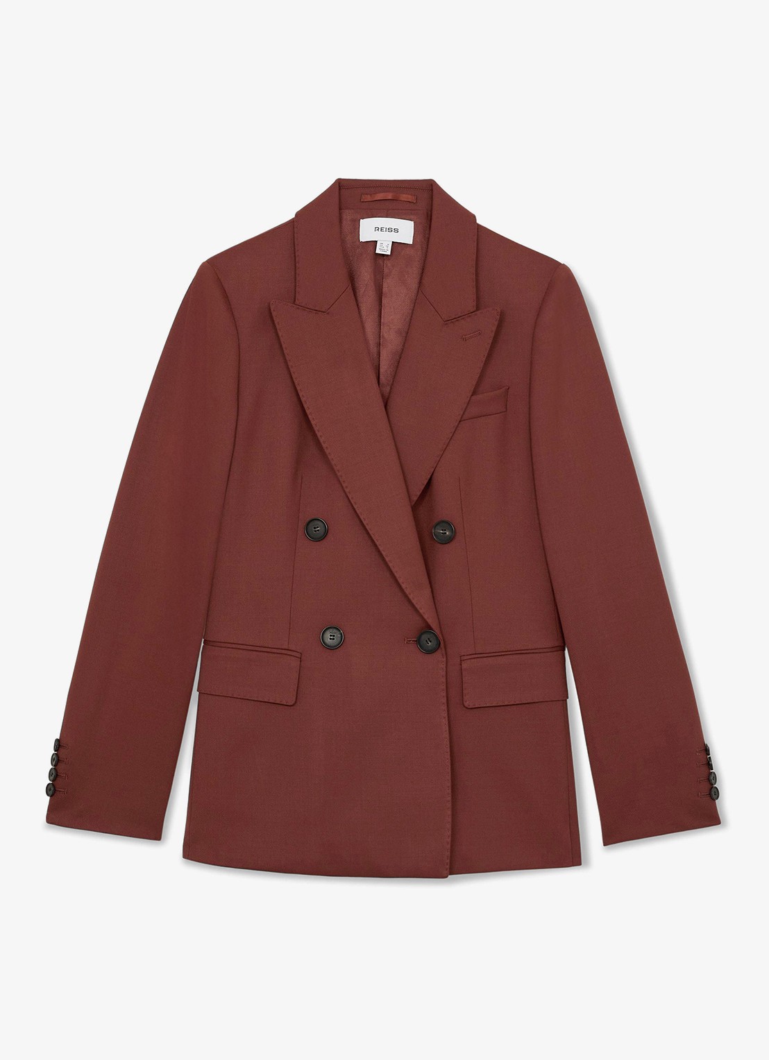 Reiss Solene double-breasted blazer met klepzakken - voorkant 6 steenrood