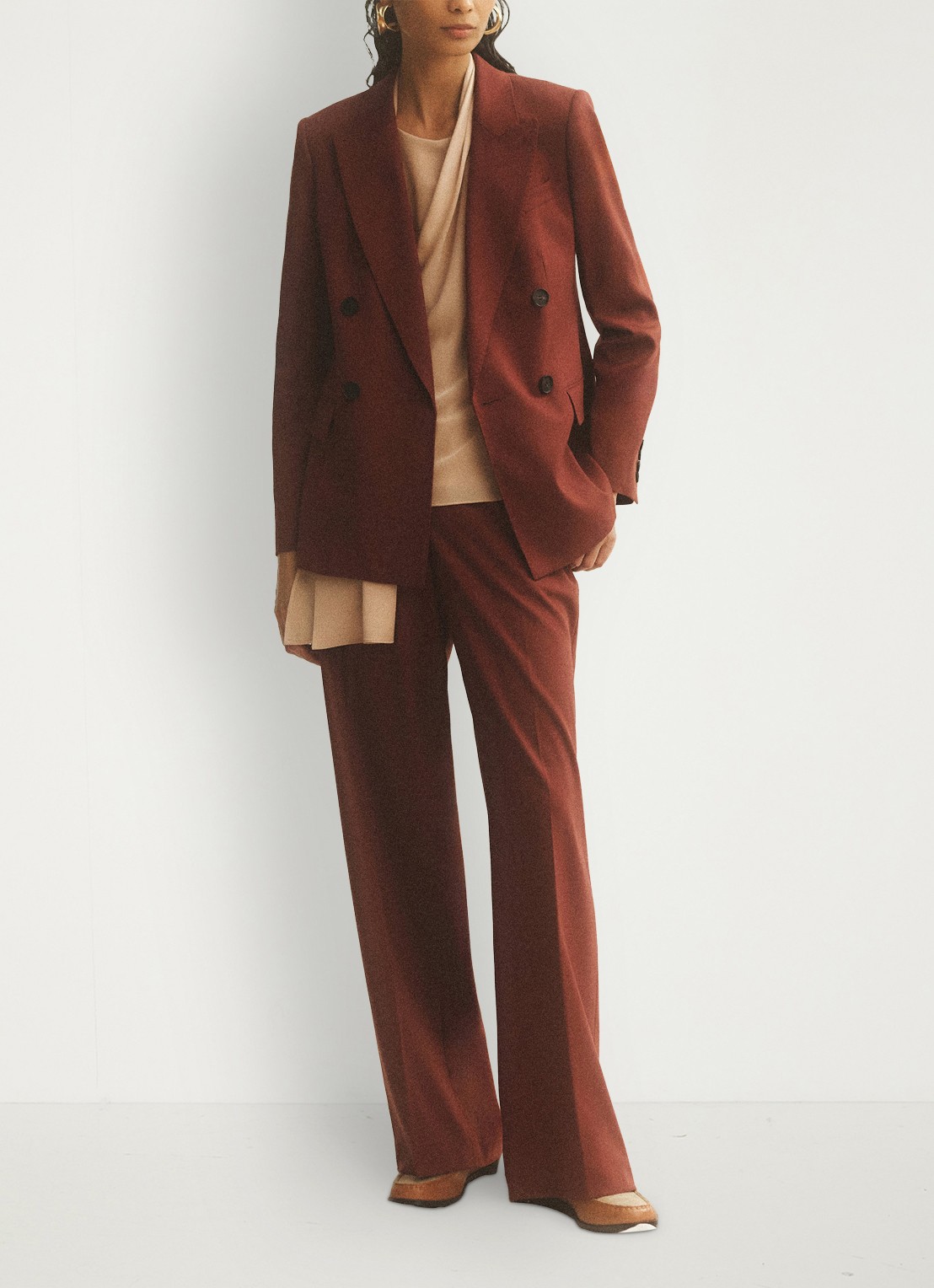 Reiss Solene double-breasted blazer met klepzakken - voorkant 7 steenrood