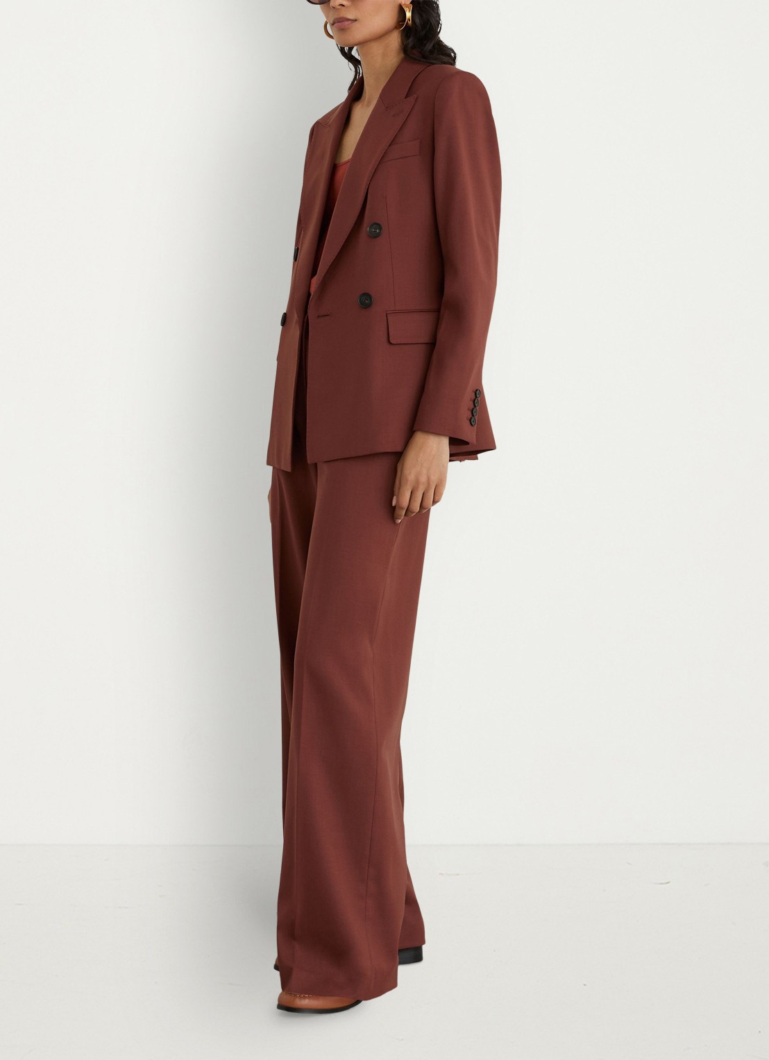 Reiss Solene high waist loose fit pantalon - detail 6 roestbruin