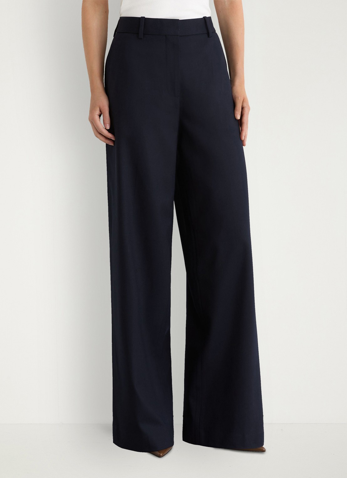 Reiss Solene high waist wide leg pantalon in wolblend - detail 4 blauw