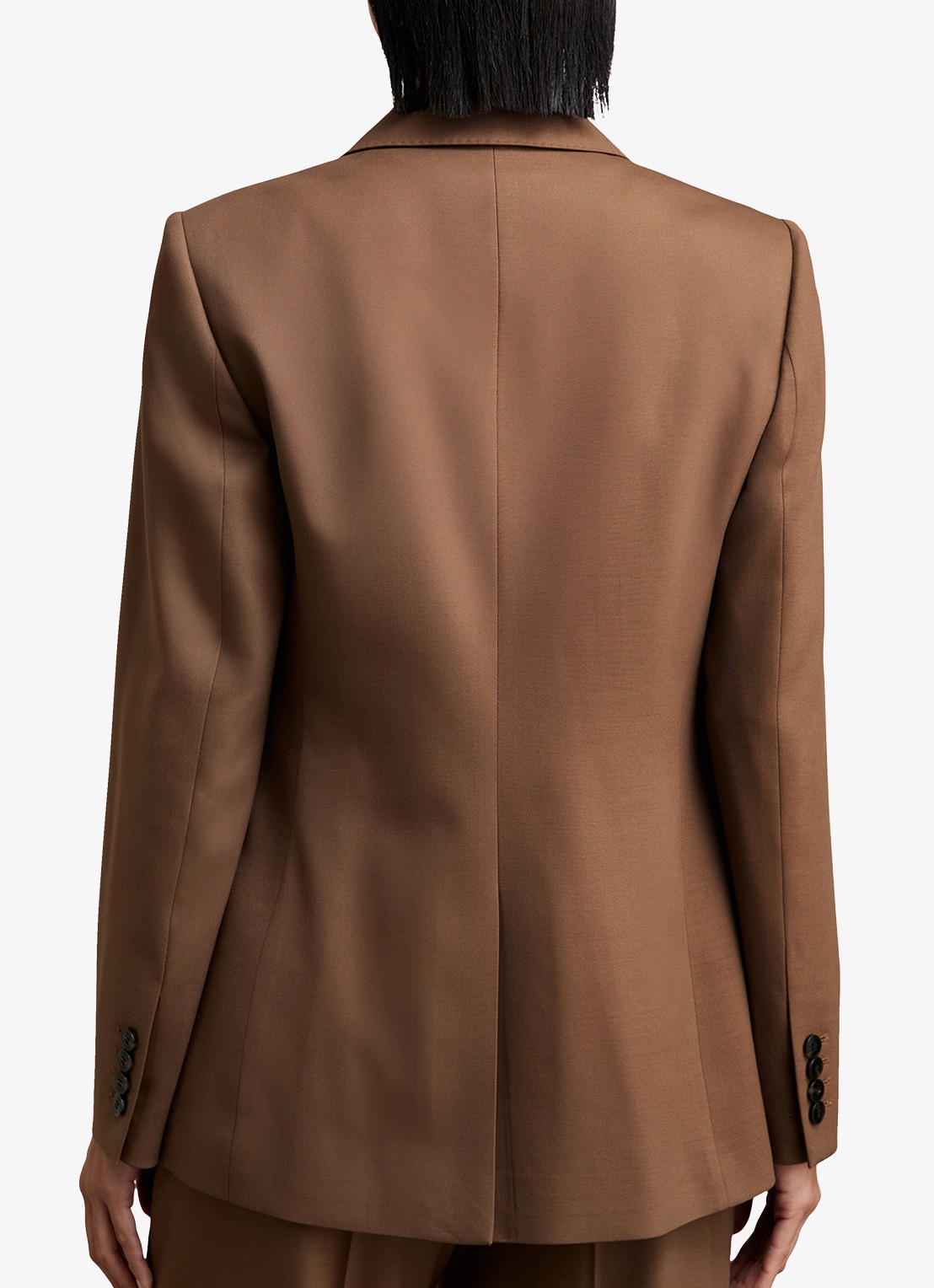 Reiss SOLENE Wool-Blend Double-Breasted Suit Blazer - achterkant 3 hazelnootbruin