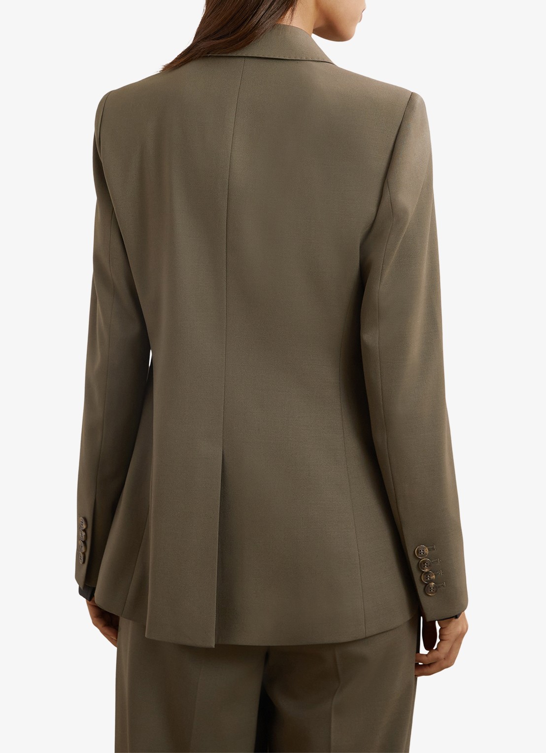 Reiss SOLENE Wool-Blend Double-Breasted Suit Blazer - achterkant 6 groen