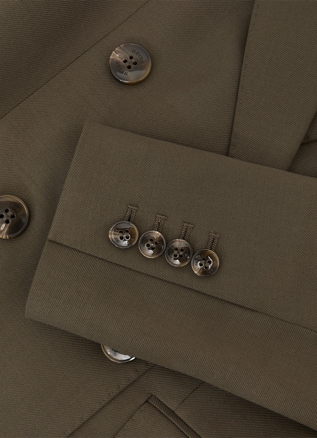 Reiss SOLENE Wool-Blend Double-Breasted Suit Blazer - detail 5 groen