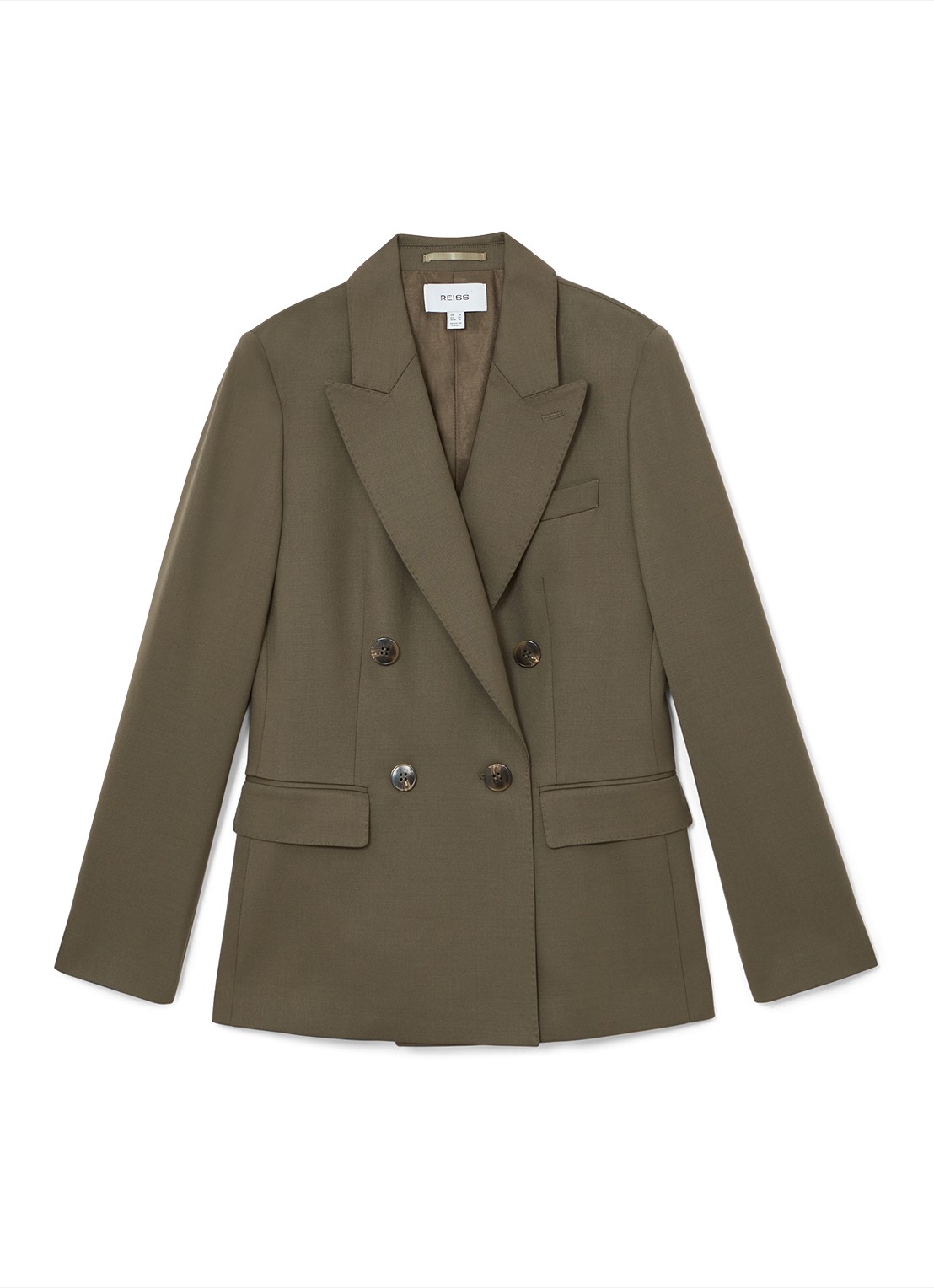 Reiss SOLENE Wool-Blend Double-Breasted Suit Blazer - voorkant groen