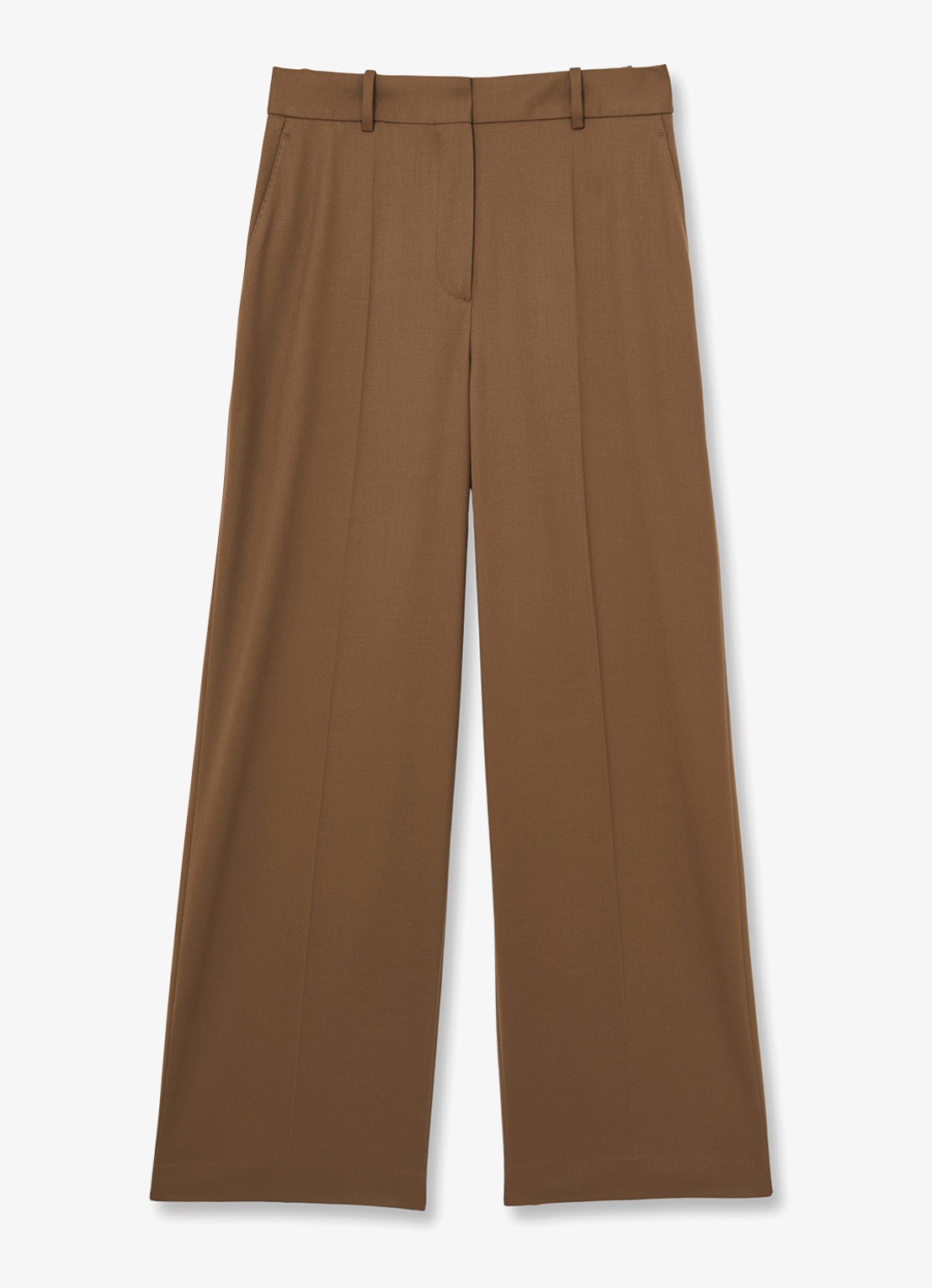 Reiss SOLENE Wool-Blend Wide-Leg Suit Trousers - voorkant 4 hazelnootbruin