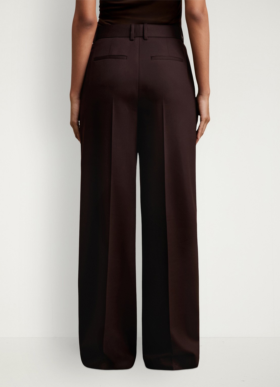 Reiss SOLENE Wool-Blend Wide-Leg Suit Trousers - achterkant aubergine
