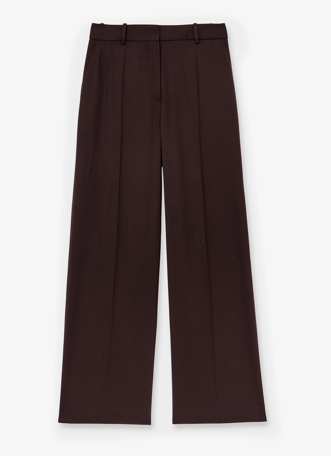 Reiss SOLENE Wool-Blend Wide-Leg Suit Trousers - voorkant 4 aubergine