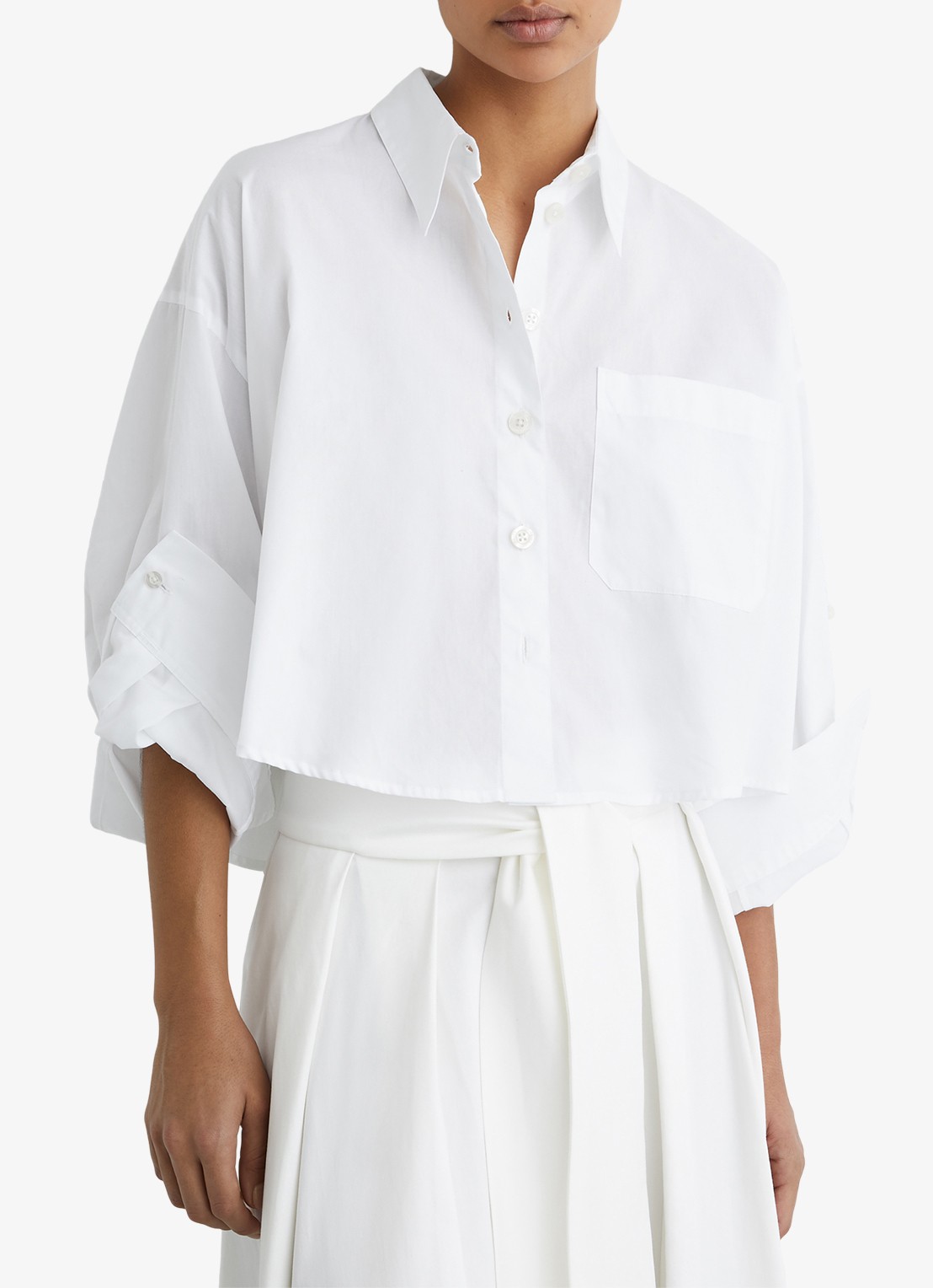 Reiss Solenge blouse met borstzak - detail wit