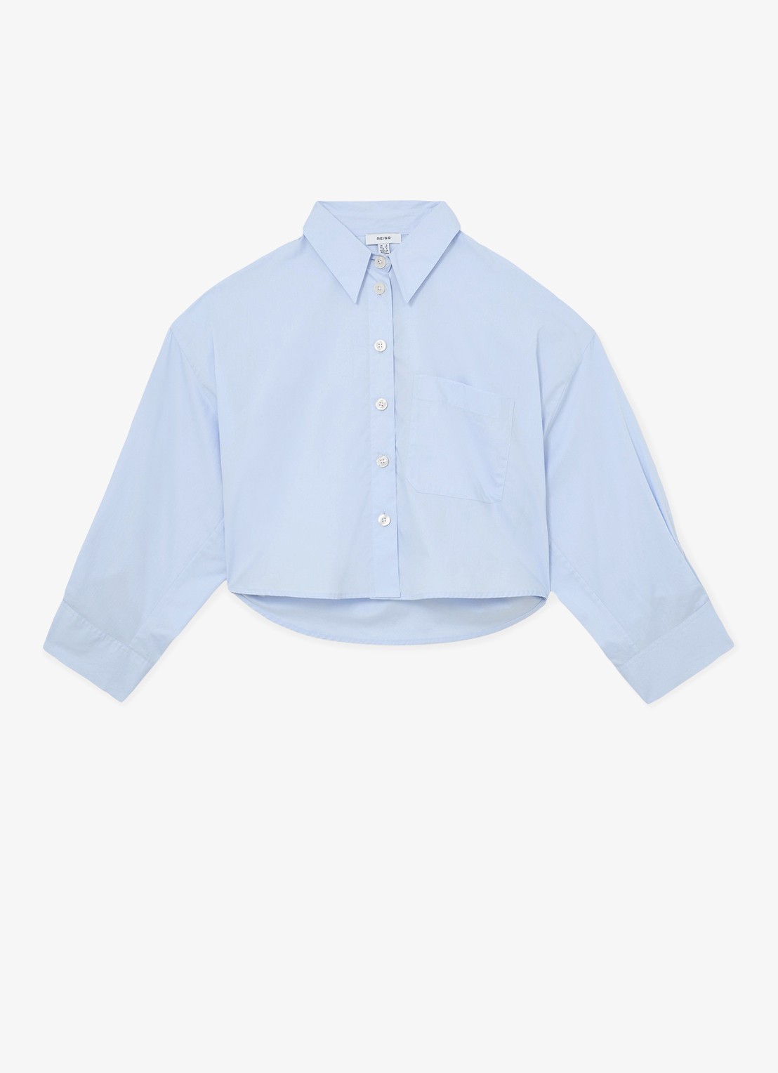 Reiss Solenge blouse met borstzak - voorkant lichtblauw