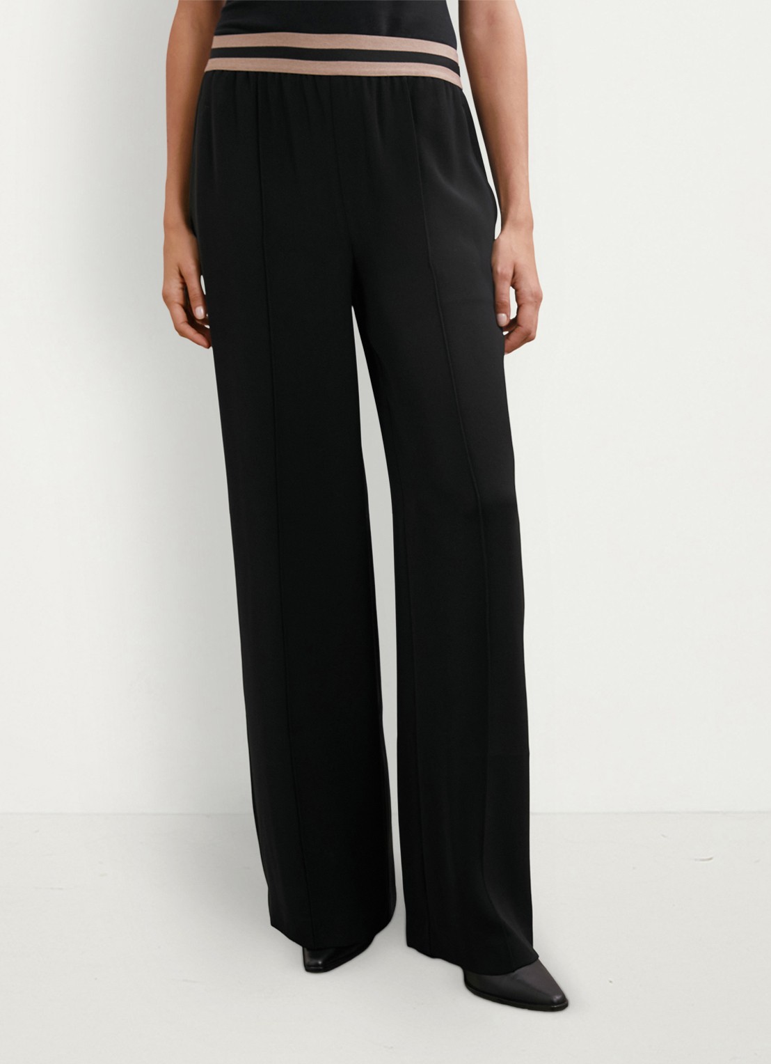 Reiss Sonnie high waist wide fit broek met steekzakken - detail 2 black / zwart