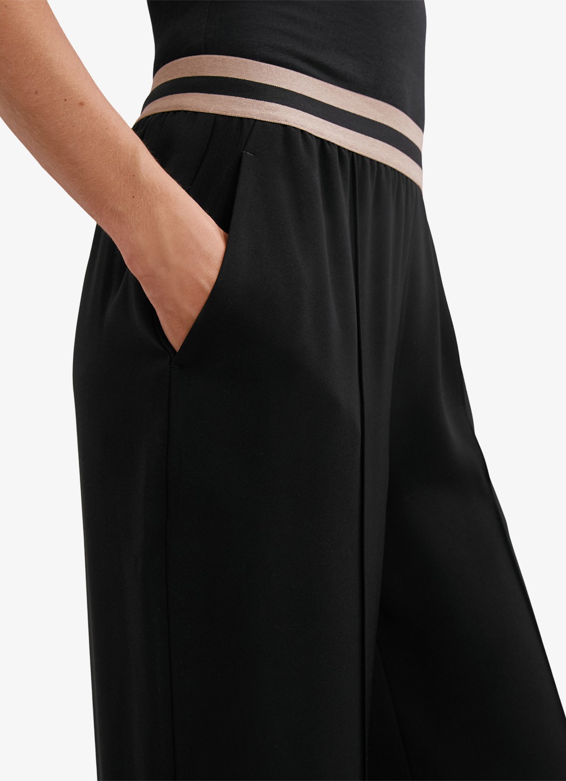 Reiss Sonnie high waist wide fit broek met steekzakken - detail 4 black / zwart