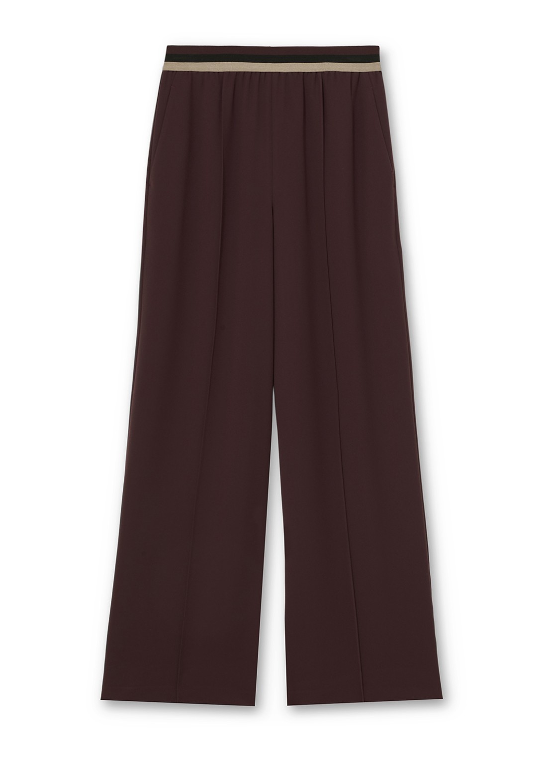 Reiss Sonnie high waist wide fit broek met steekzakken - voorkant 6 bordeauxrood