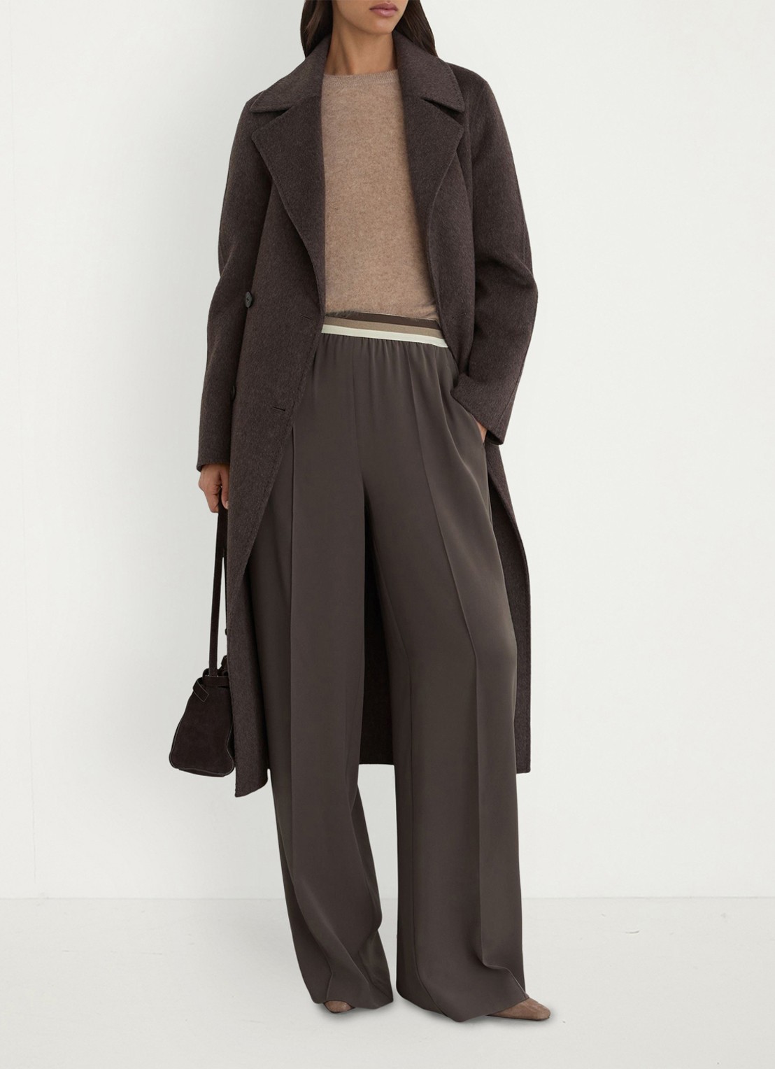 Reiss Sonnie high waist wide fit broek met steekzakken - voorkant 5 bruin