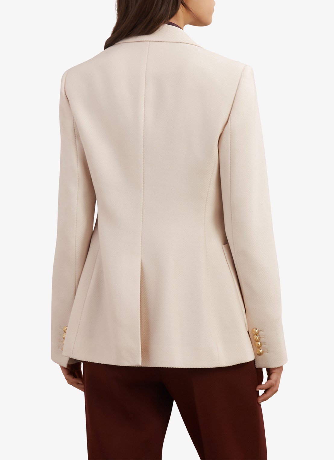 Reiss Soren single-breasted blazer in wolblend - achterkant 3 creme