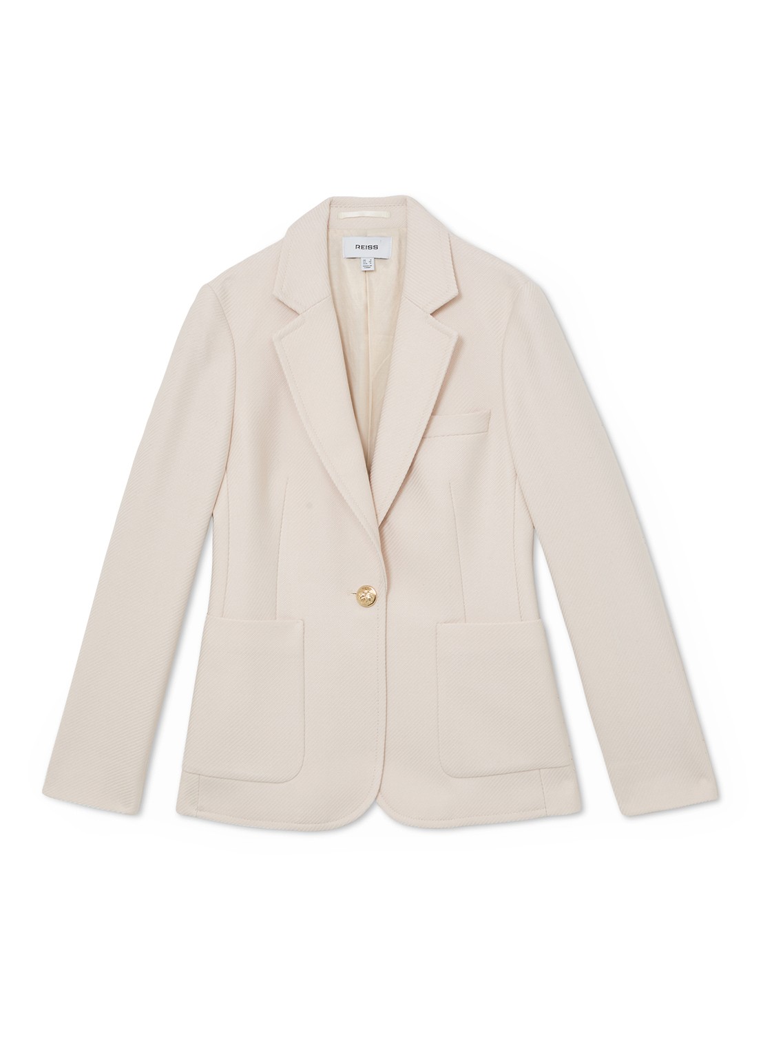 Reiss Soren single-breasted blazer in wolblend - voorkant creme