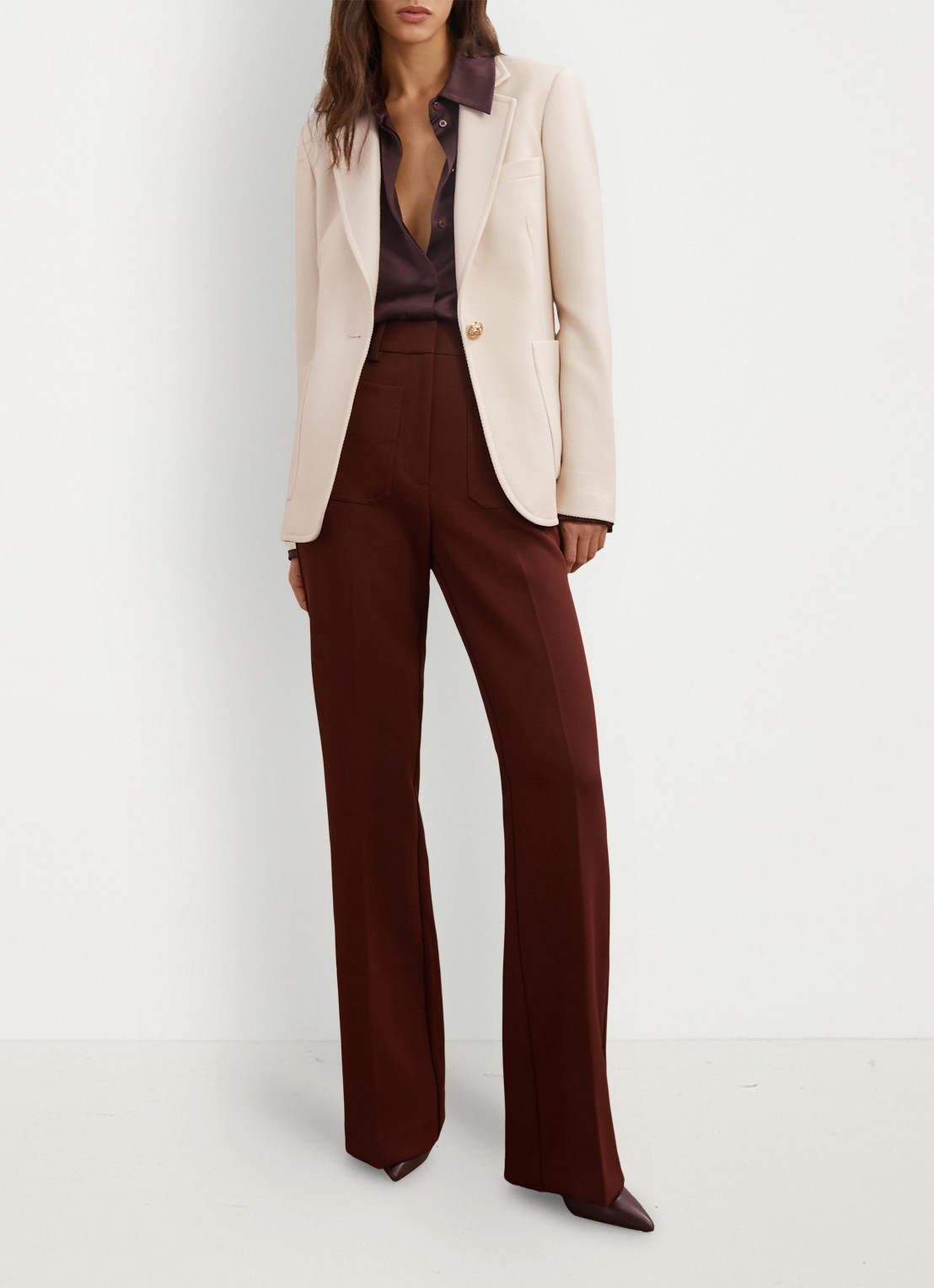 Reiss Soren single-breasted blazer in wolblend - voorkant 2 creme
