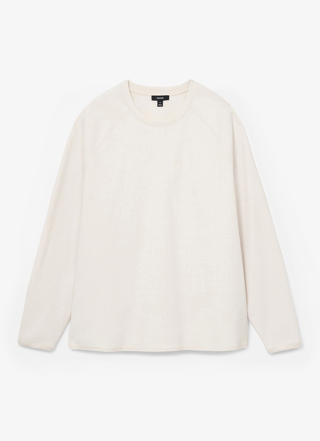 Reiss Soren sweater met wafelstructuur - voorkant gebroken wit