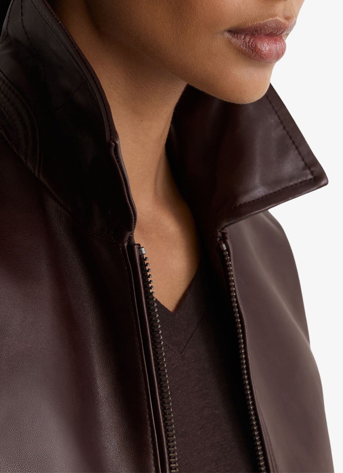 Reiss Sorina jack van leer - detail 3 bruin