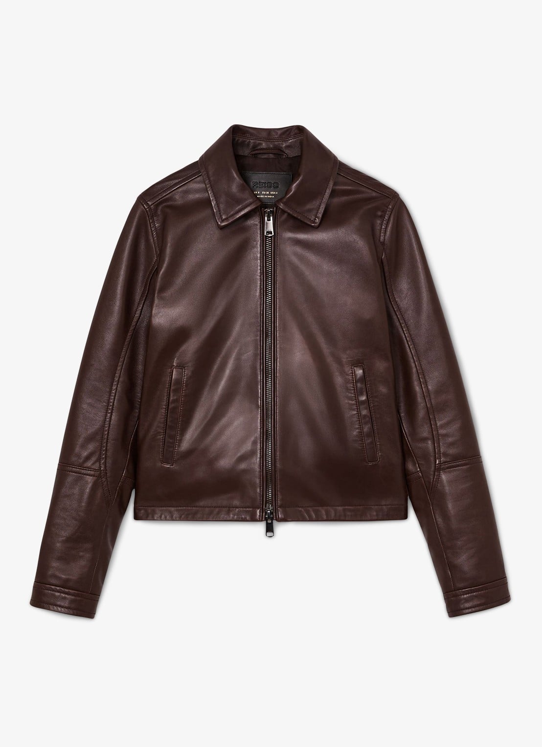 Reiss Sorina jack van leer - voorkant 5 bruin