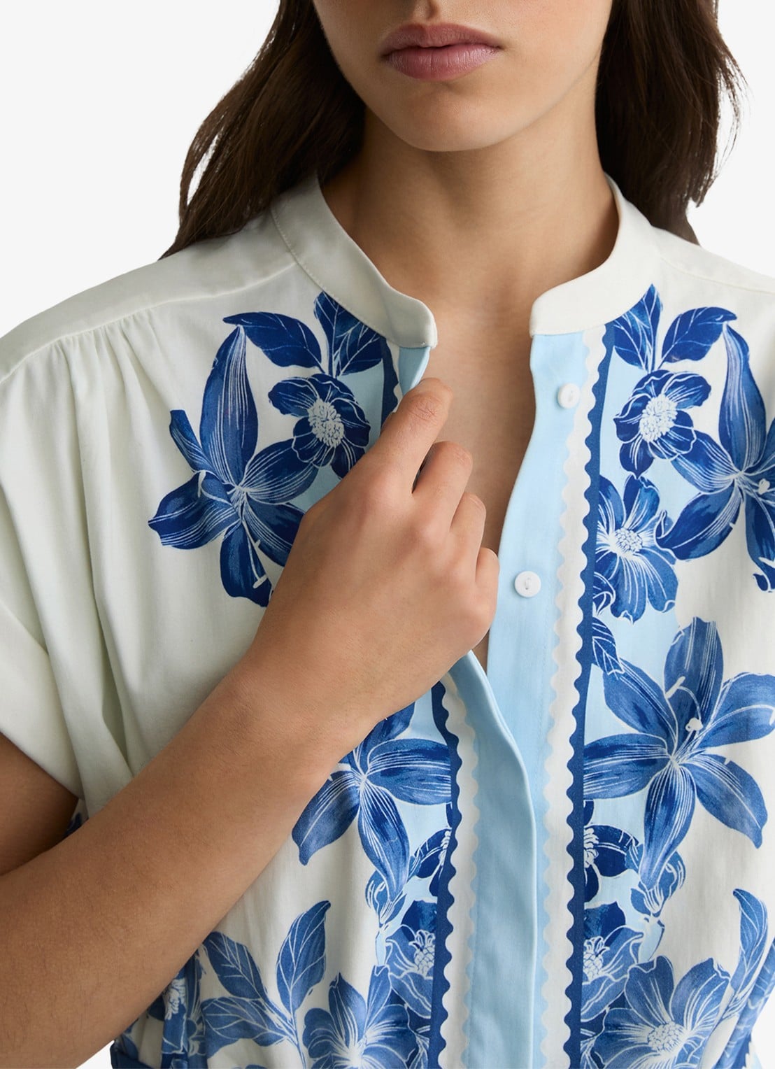 Reiss Soya straight fit playsuit met bloemenprint - detail 3 blauw