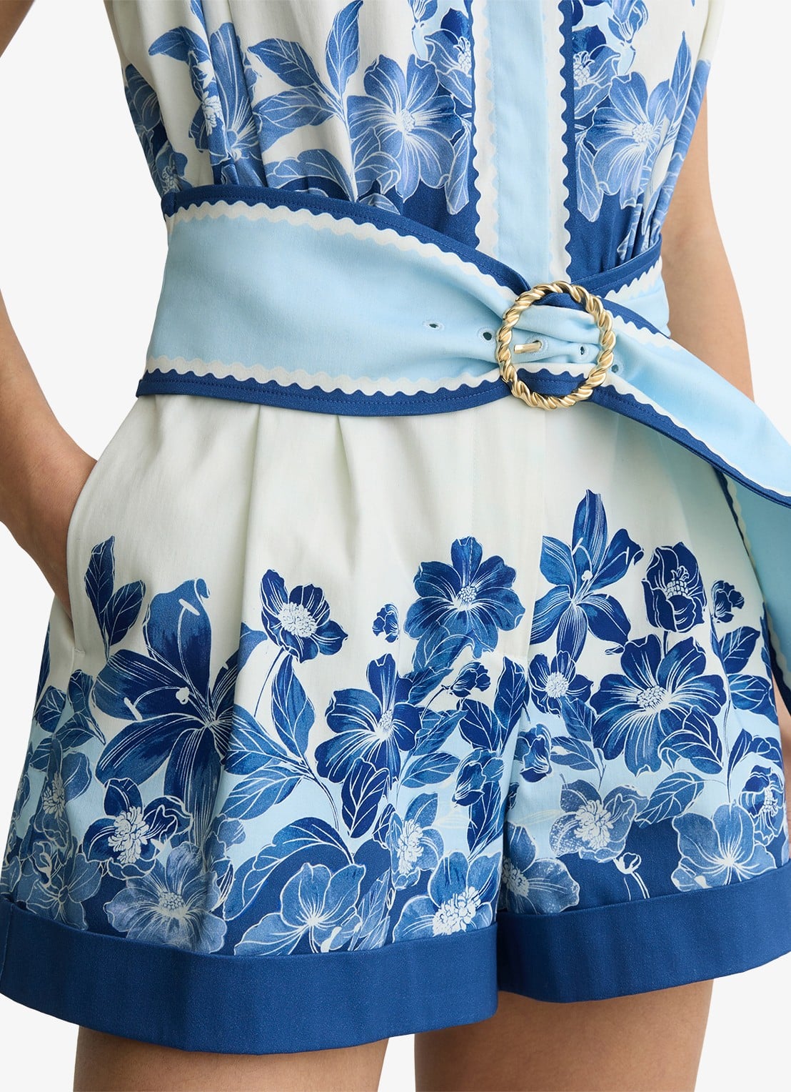 Reiss Soya straight fit playsuit met bloemenprint - detail 4 blauw