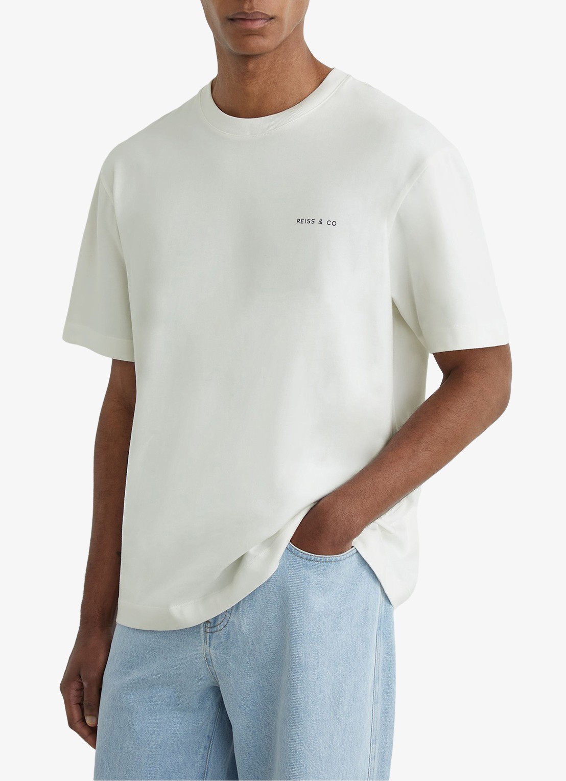 Reiss Splash T-shirt met front- en backprint - detail white / wit
