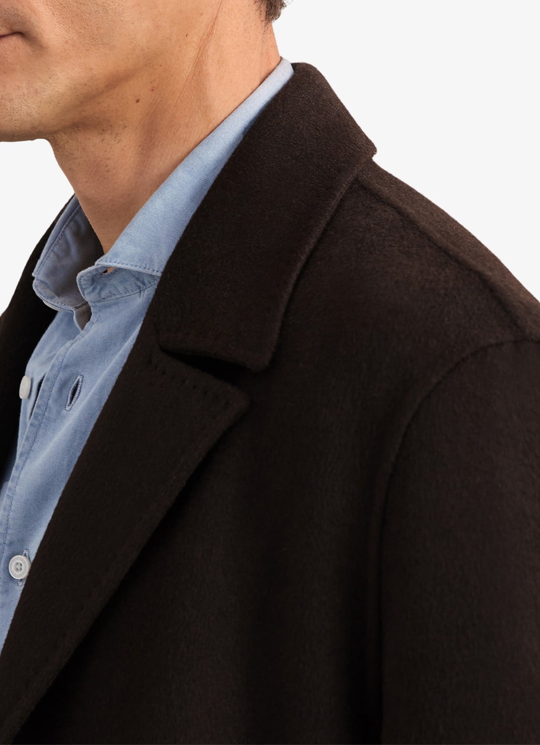 Reiss Squire mantel in wolblend met steekzakken  - detail 5 donkerbruin