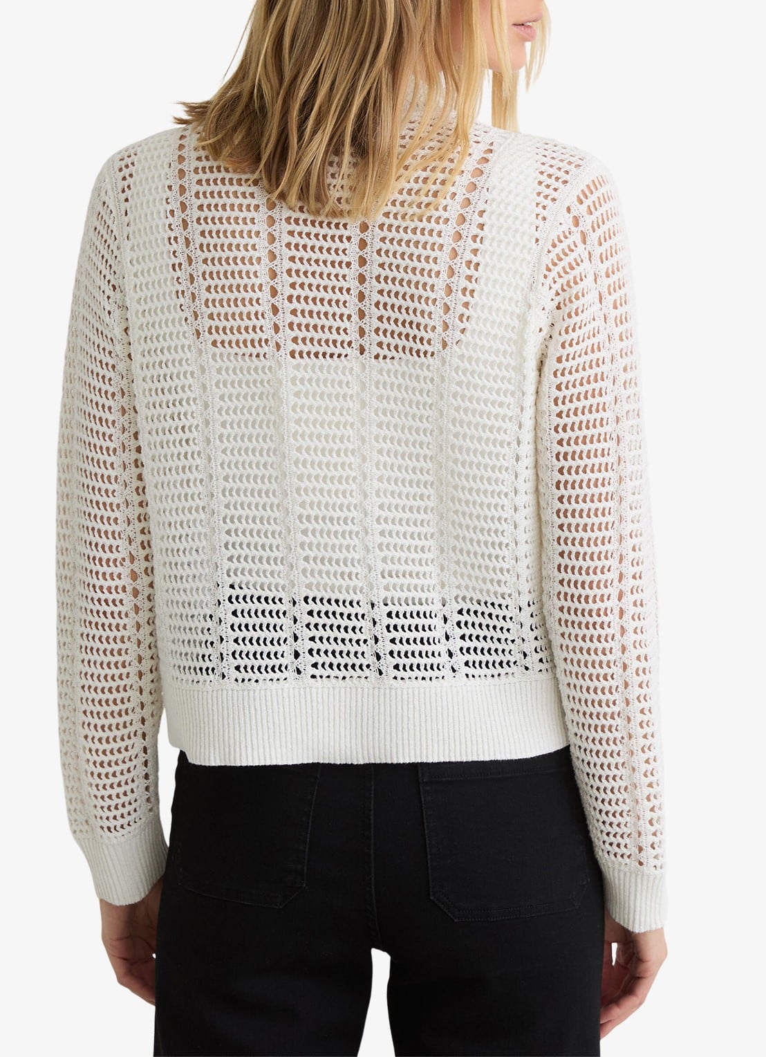 Reiss Star Grofgebreid vest met V-hals - achterkant 3 wit
