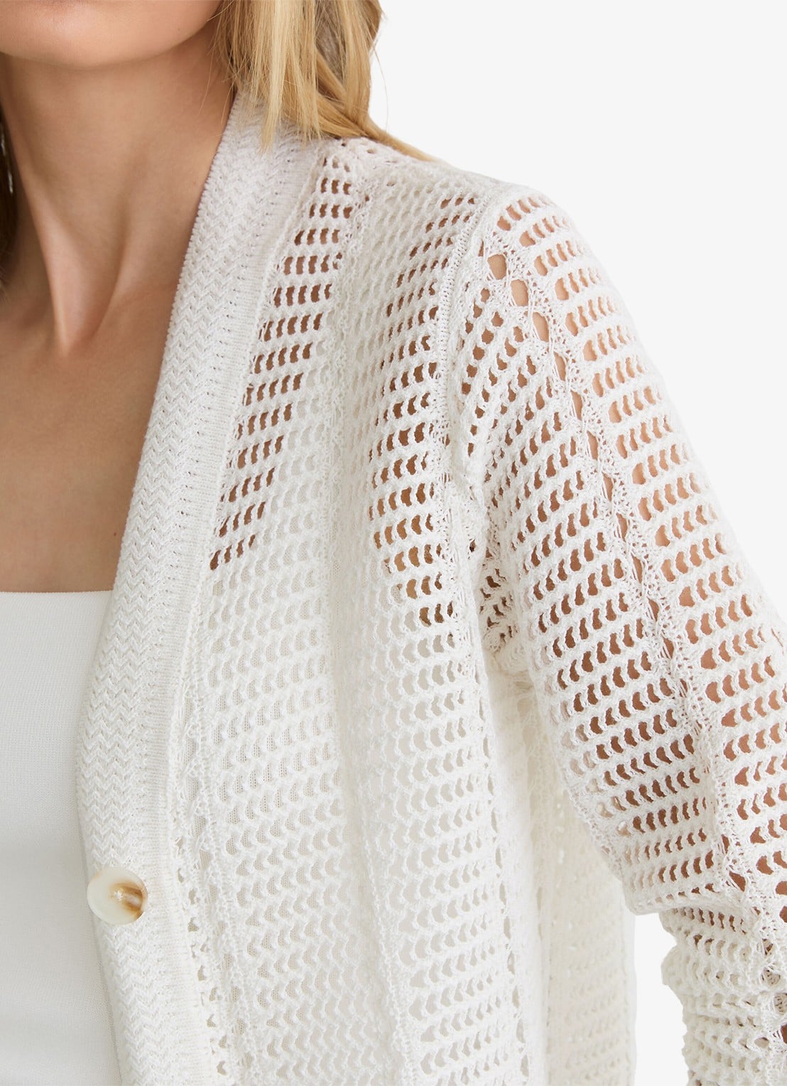 Reiss Star Grofgebreid vest met V-hals - detail 6 wit