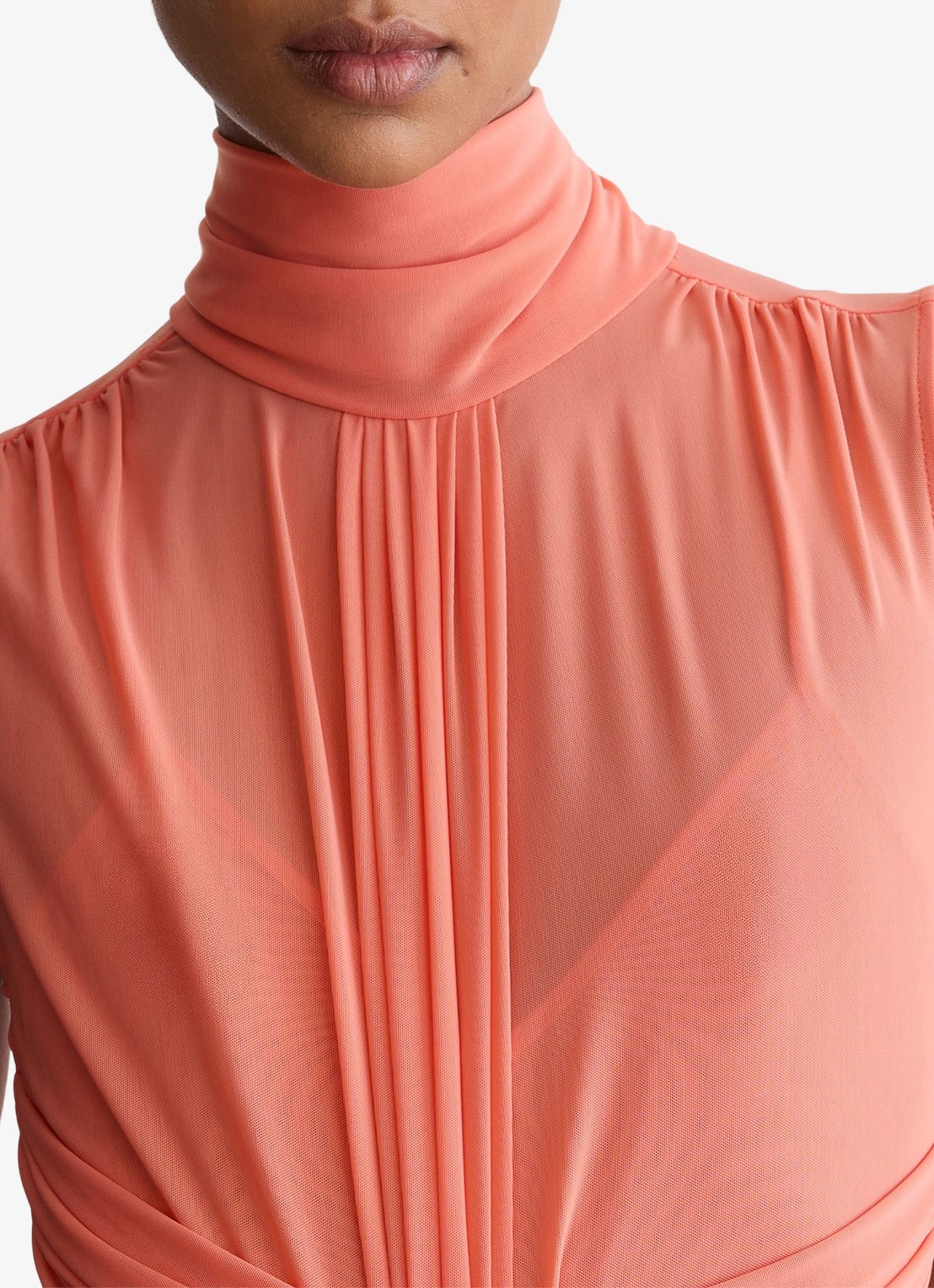 Reiss Starla maxi jurk met ruches - detail 5 koraal