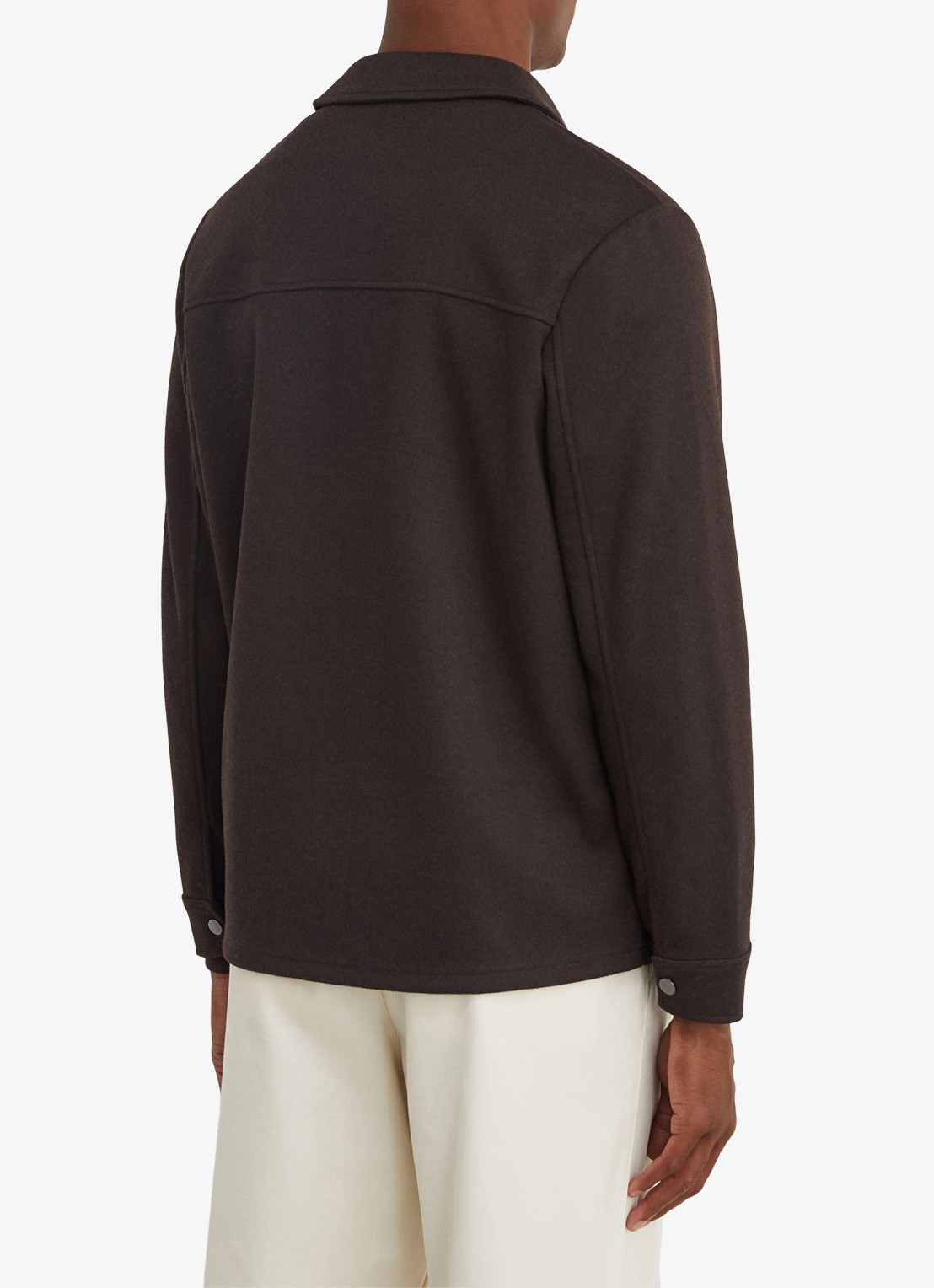 Reiss Stellan overshirt in wolblend - achterkant 5 donkerbruin