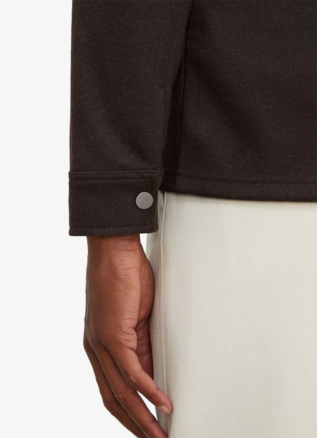 Reiss Stellan overshirt in wolblend - detail 3 donkerbruin