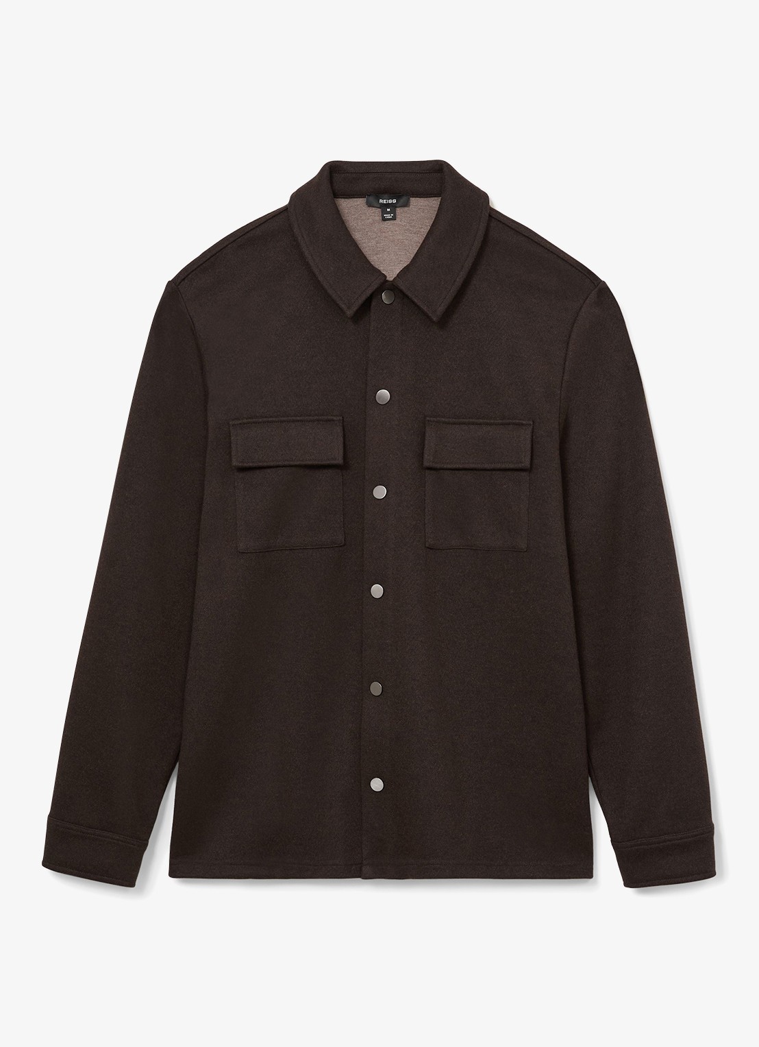 Reiss Stellan overshirt in wolblend - voorkant 6 donkerbruin