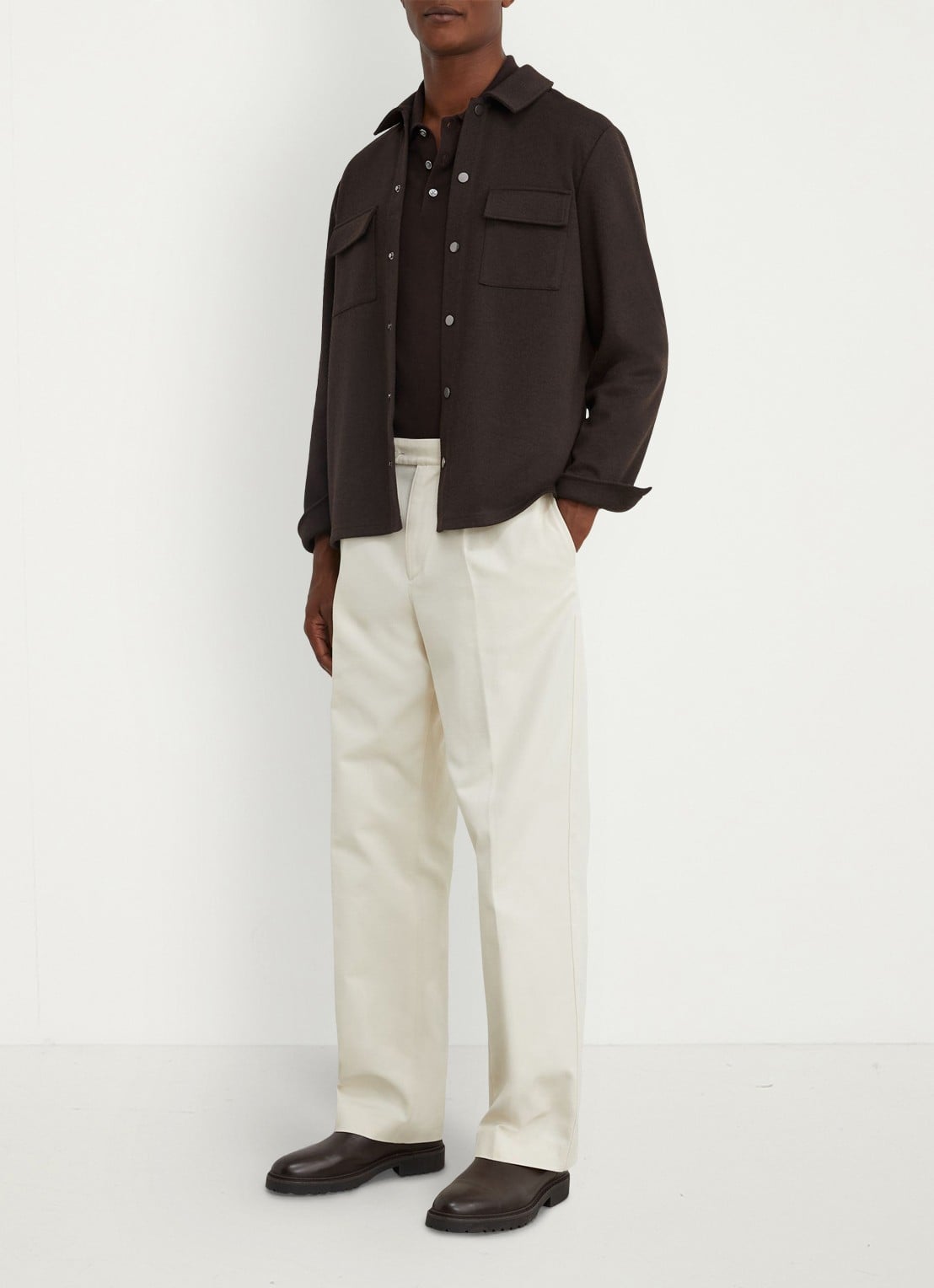 Reiss Stellan overshirt in wolblend - voorkant 7 donkerbruin