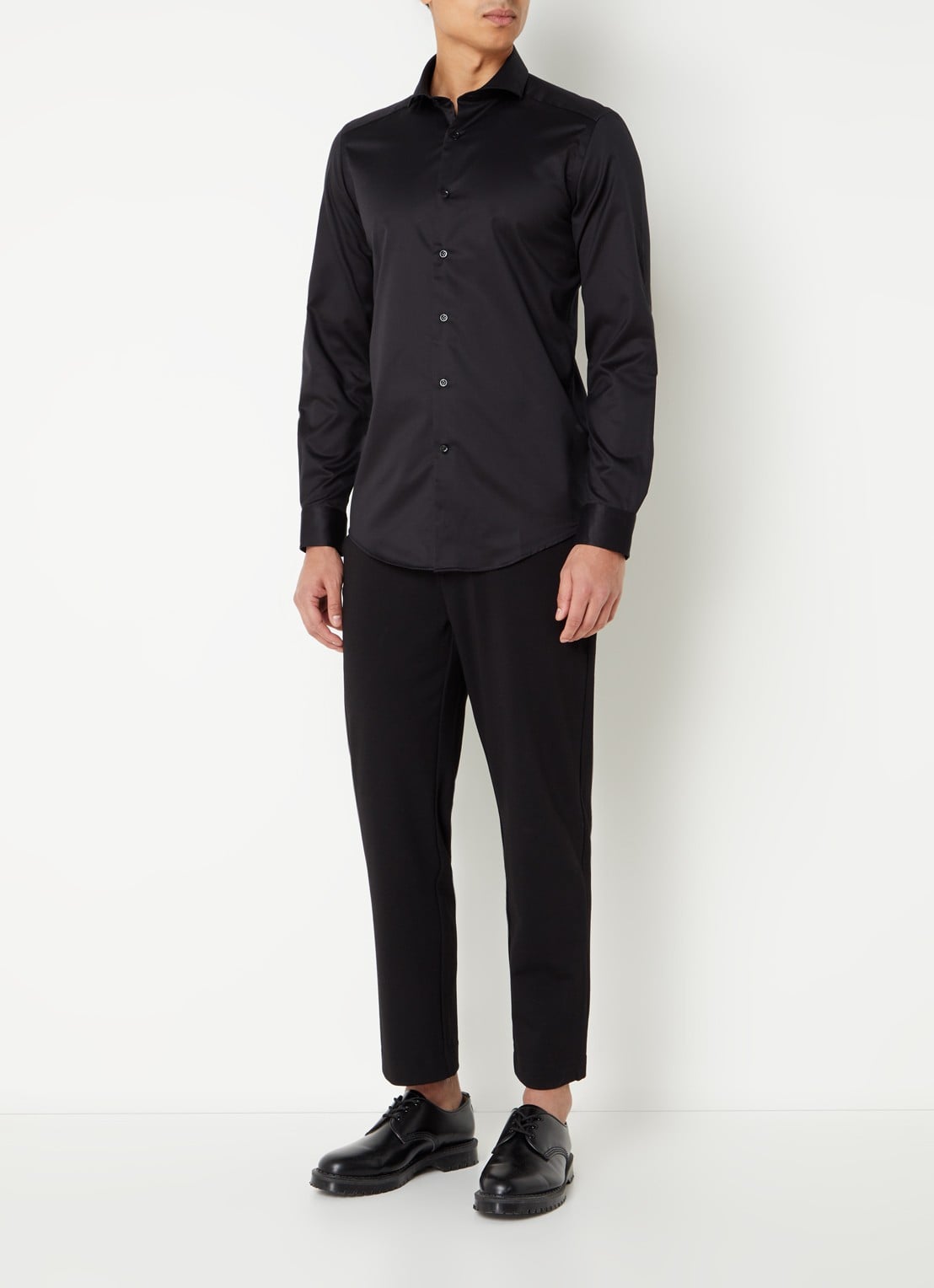 Reiss Storm slim fit overhemd met stretch  - voorkant 3 zwart