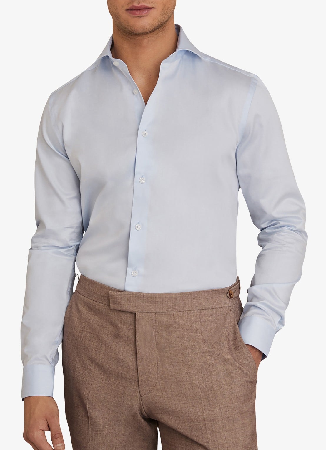 Reiss Storm slim fit overhemd van katoen - detail 4 lichtblauw