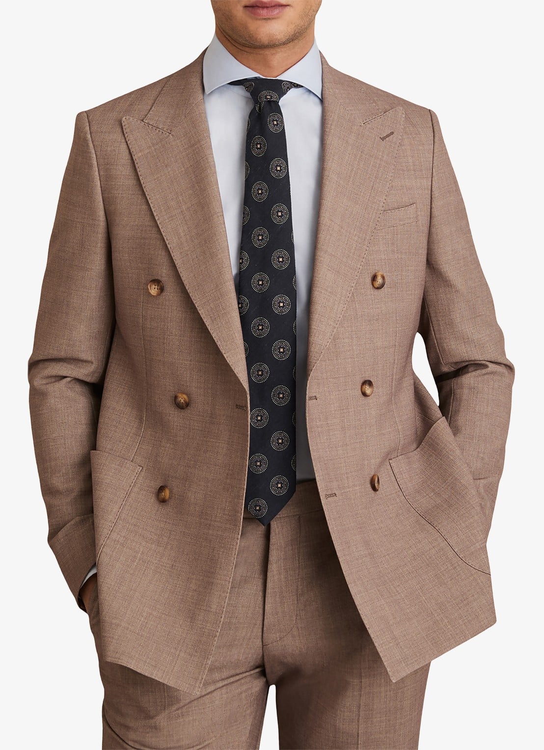 Reiss Storm slim fit overhemd van katoen - voorkant 2 lichtblauw