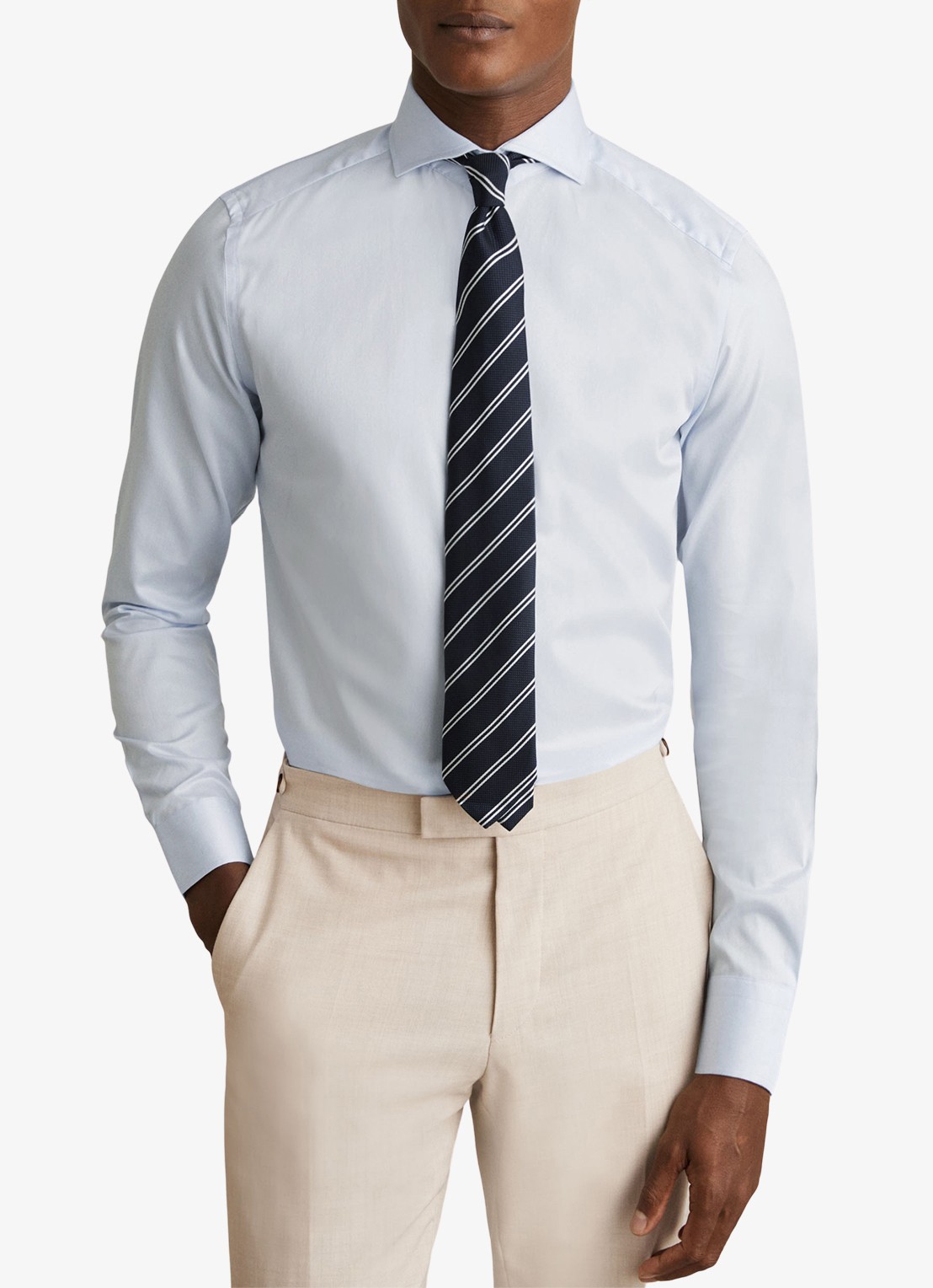 Reiss Storm slim fit overhemd  - detail 4 lichtblauw