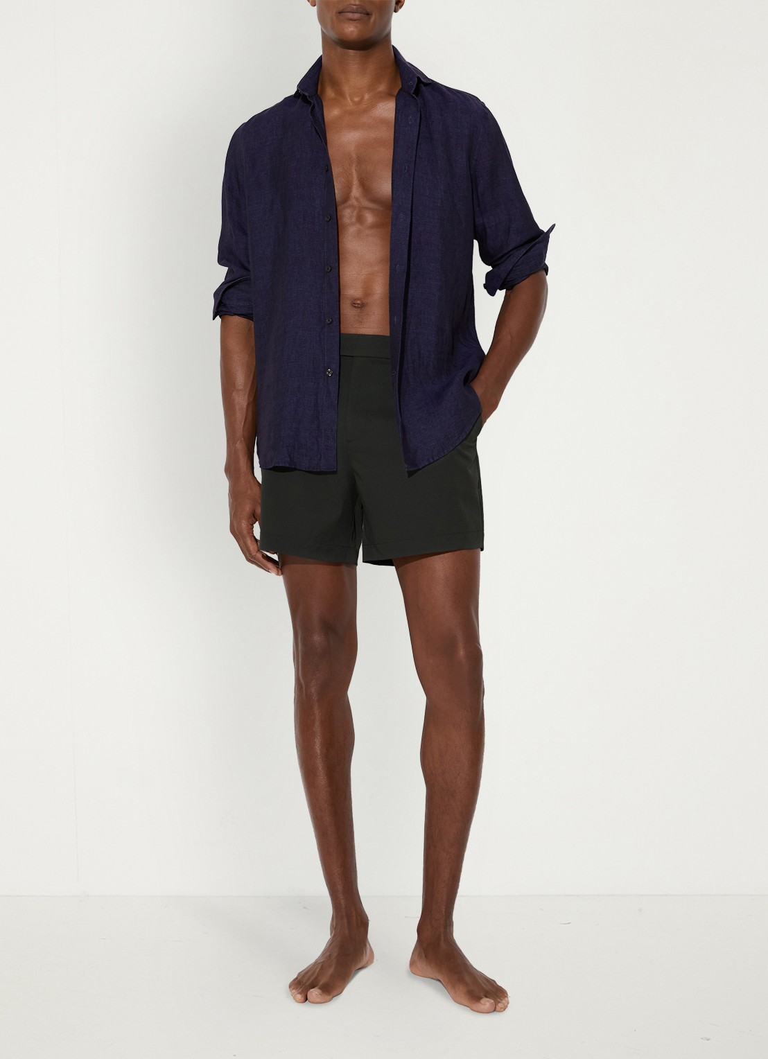 Reiss Sun zwemshort met steekzakken  - voorkant 5 donkergroen