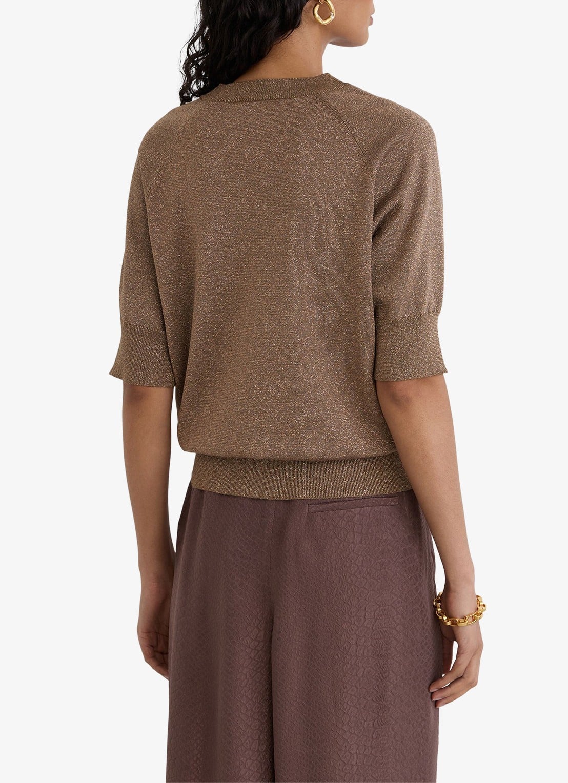 Reiss Susanne top  in wolblend met glitter - achterkant 4 brons