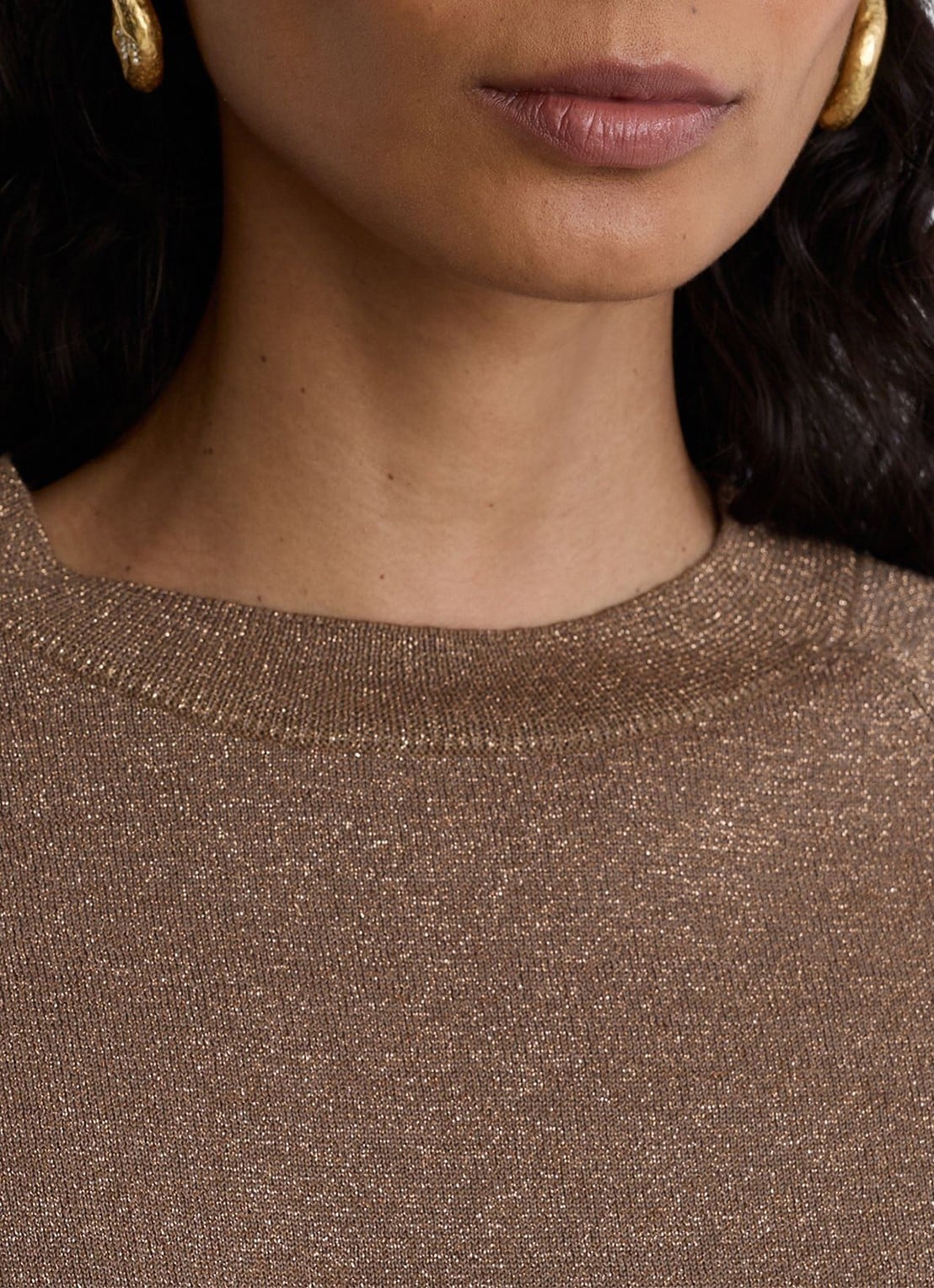 Reiss Susanne top  in wolblend met glitter - detail 2 brons