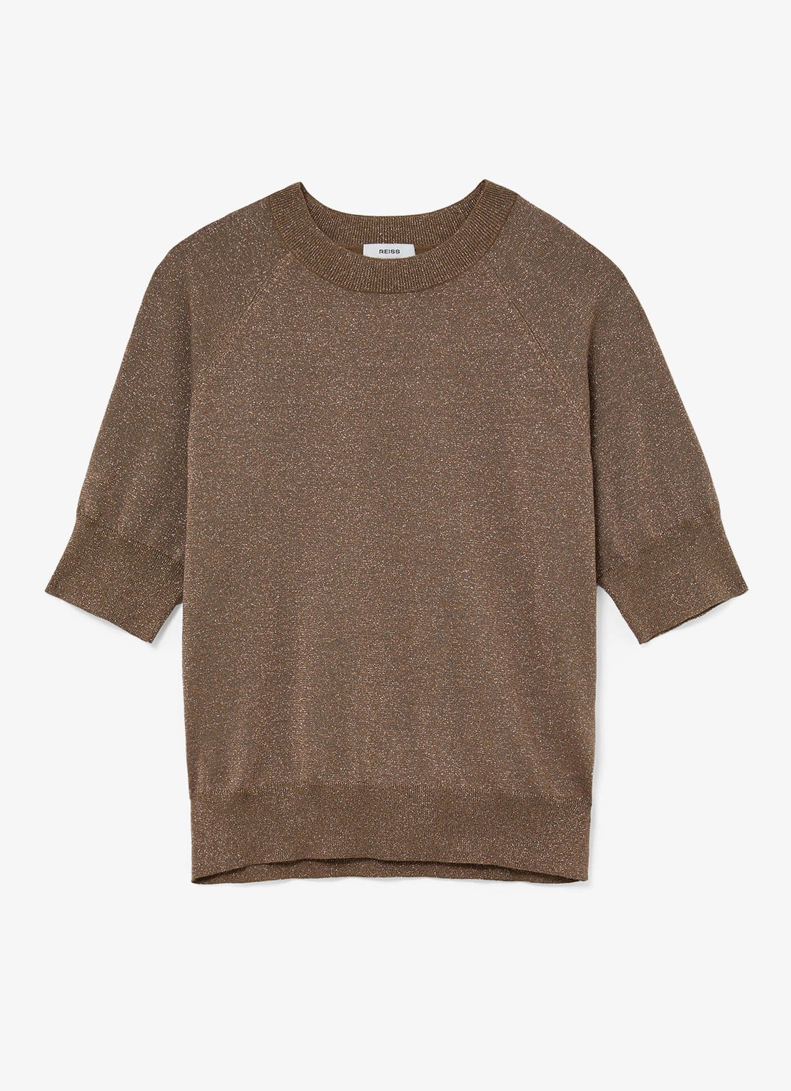 Reiss Susanne top  in wolblend met glitter - voorkant 5 brons