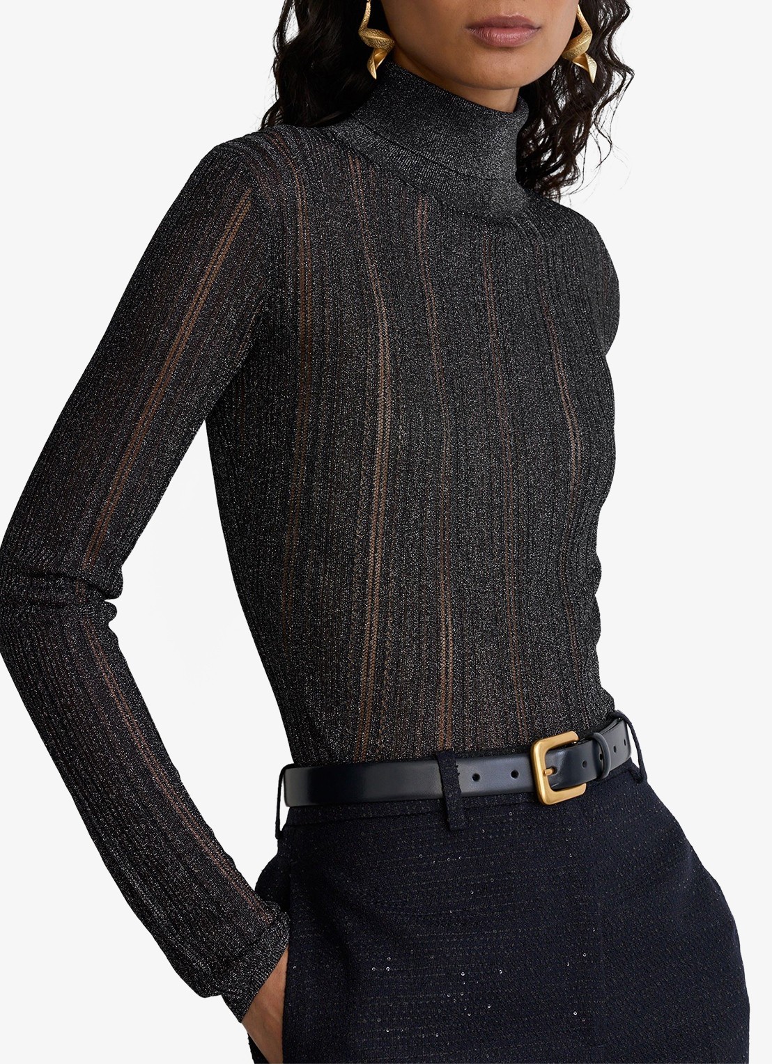 Reiss Sutton semi-transparante coltrui met lurex - detail 3 antraciet