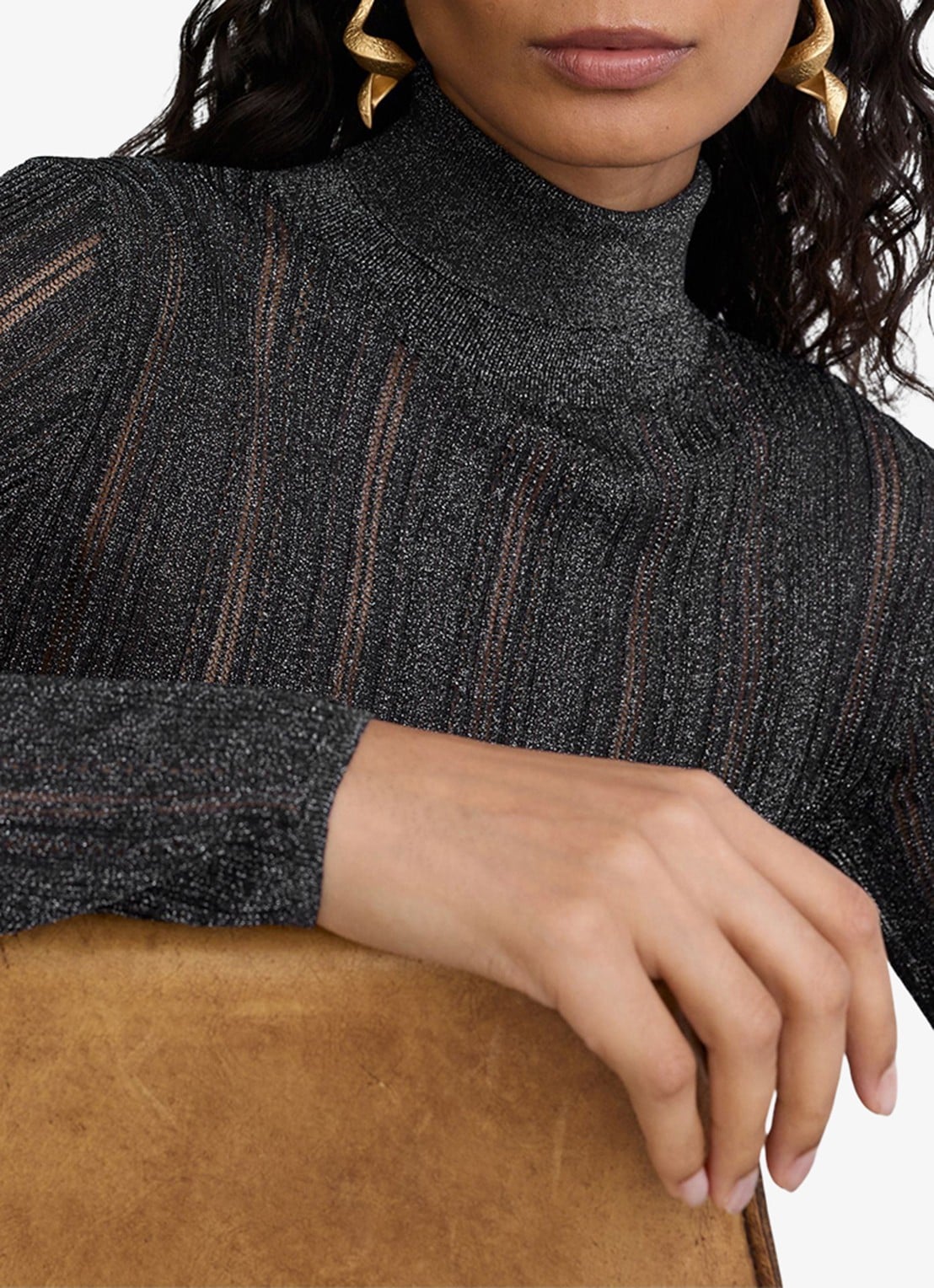 Reiss Sutton semi-transparante coltrui met lurex - detail 4 antraciet