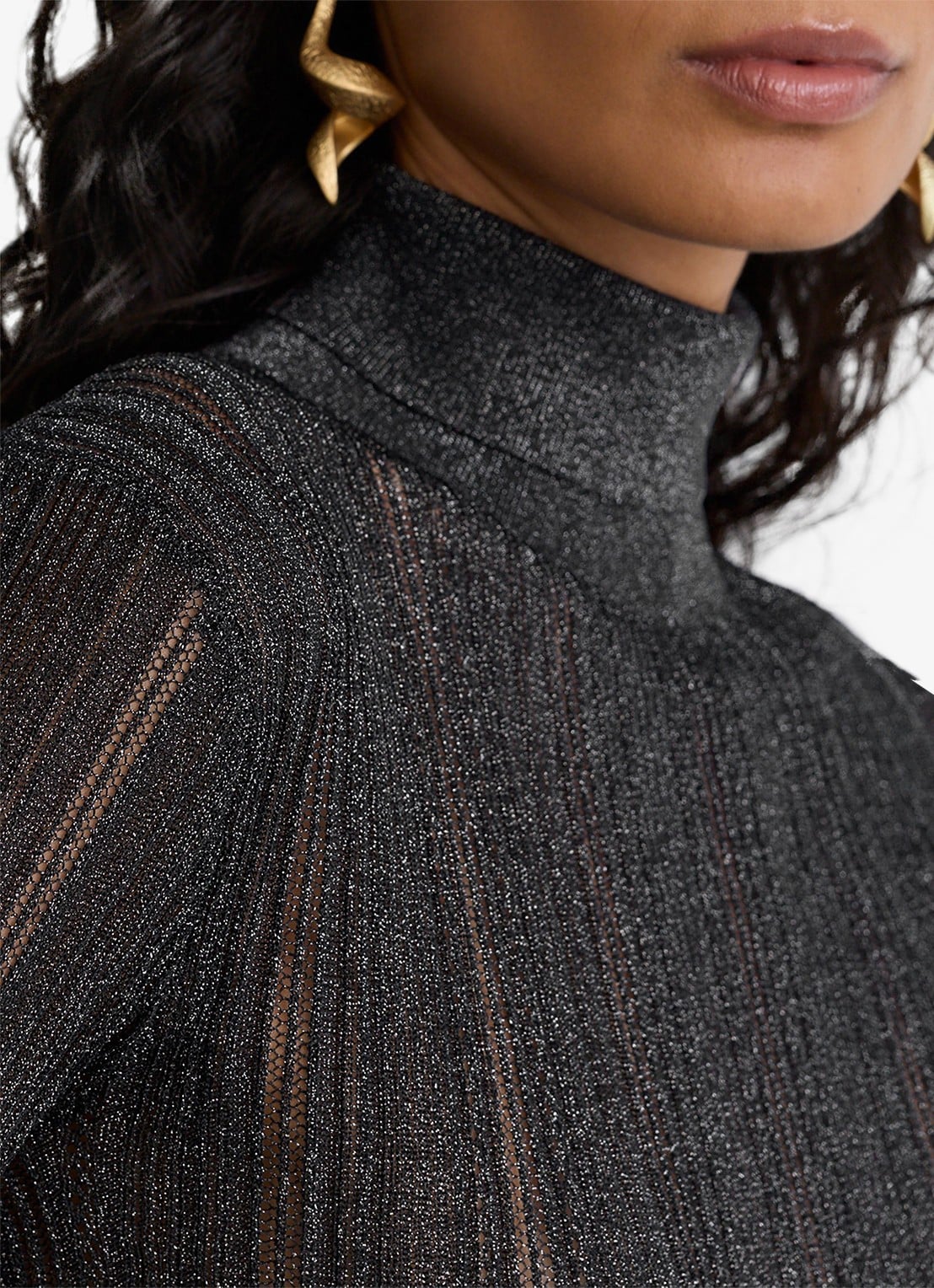 Reiss Sutton semi-transparante coltrui met lurex - detail 5 antraciet