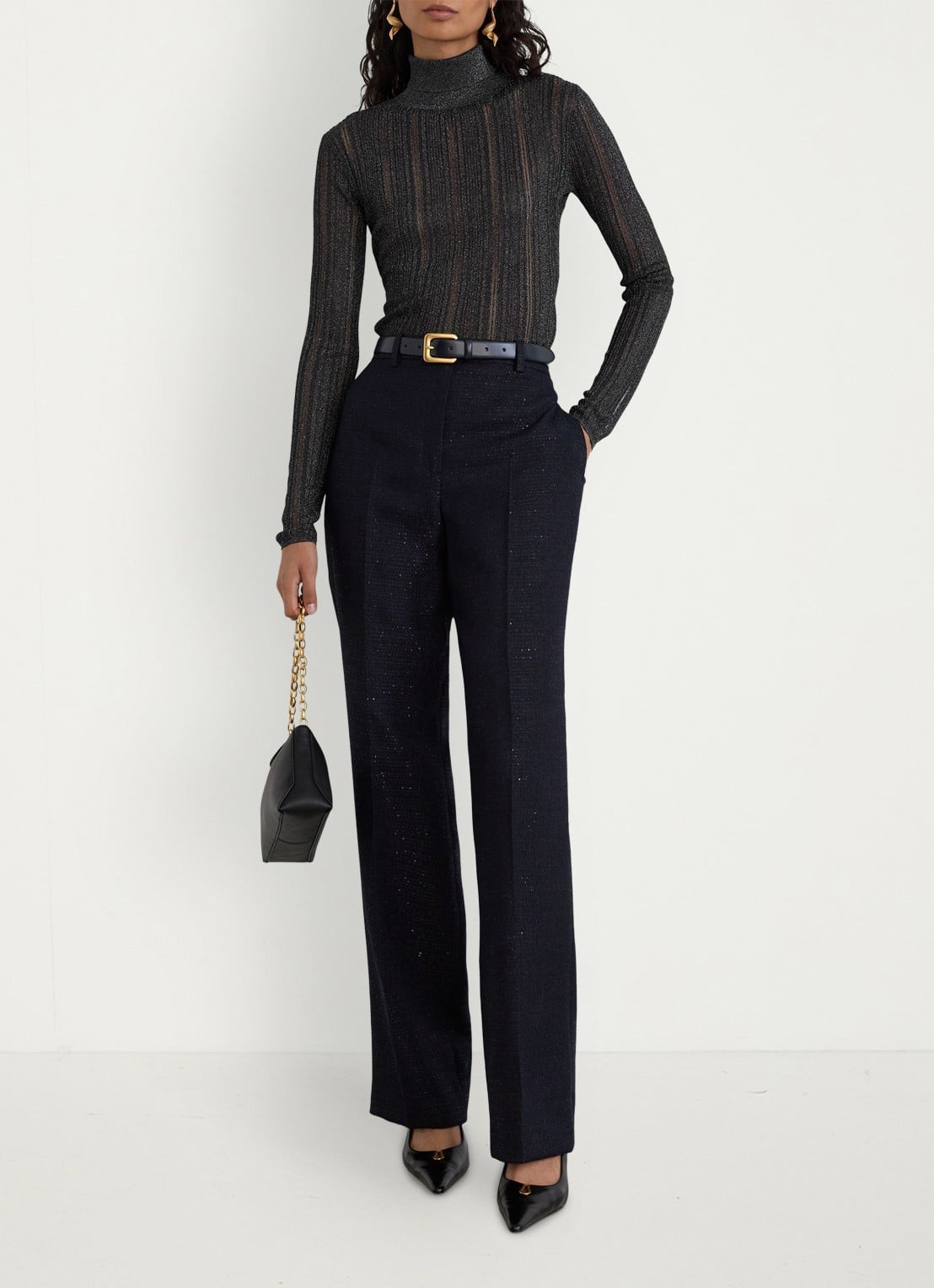 Reiss Sutton semi-transparante coltrui met lurex - voorkant 2 antraciet